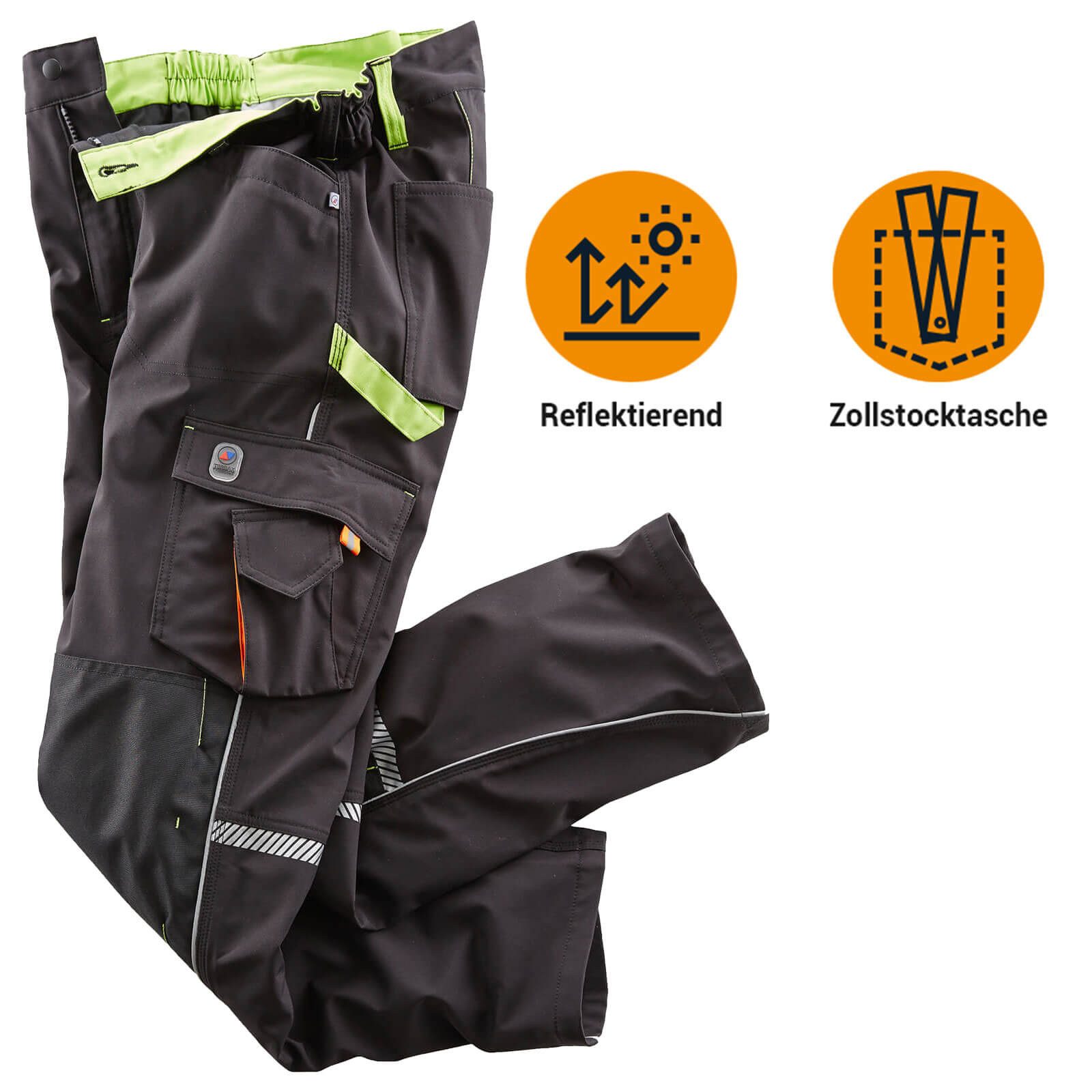 Terrax Workwear Softshellhose 20404 Herren Arbeitshose mit zahlreichen Taschen und reflektierenden Details