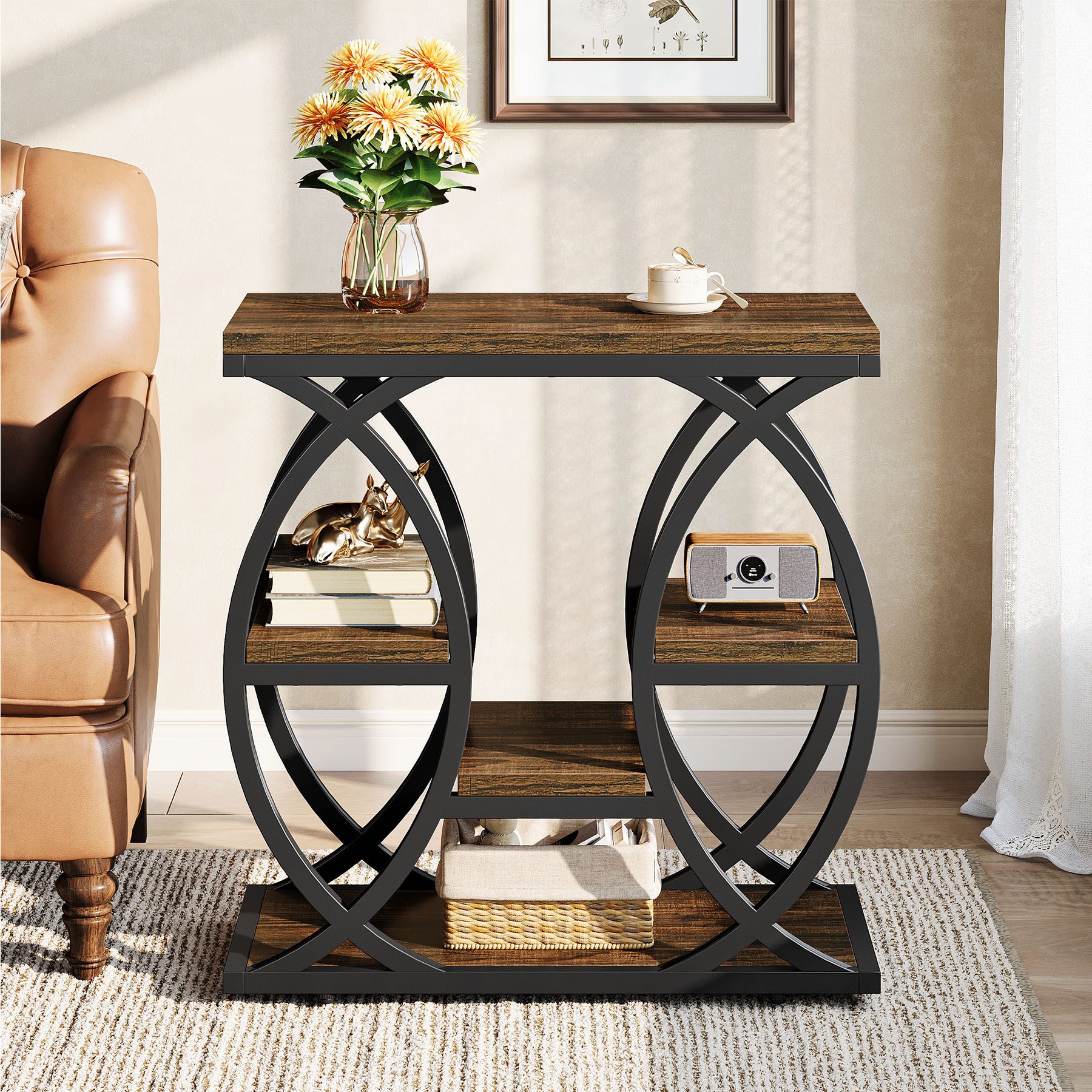 Tribesigns Beistelltisch mit 4 Ablagen, schmaler Nachttisch mit Stauraum, I günstig online kaufen