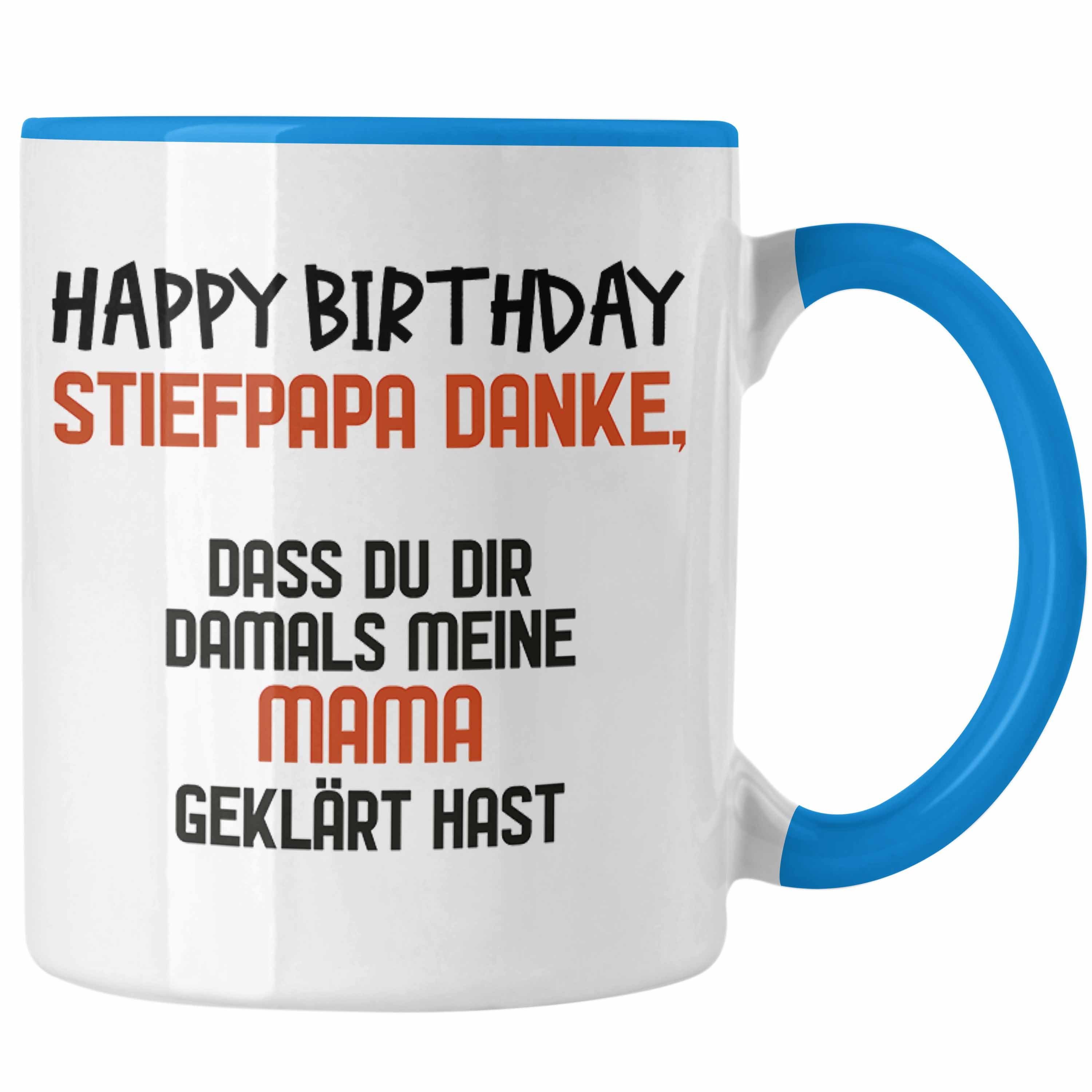 Bester Blau Stiefpapa Trendation Stiefvater Tasse Geburtstag - Tasse - Spruch - Trendation Geschenk Stiefvater Geschenkideen Tasse Geburtstagsgeschenk