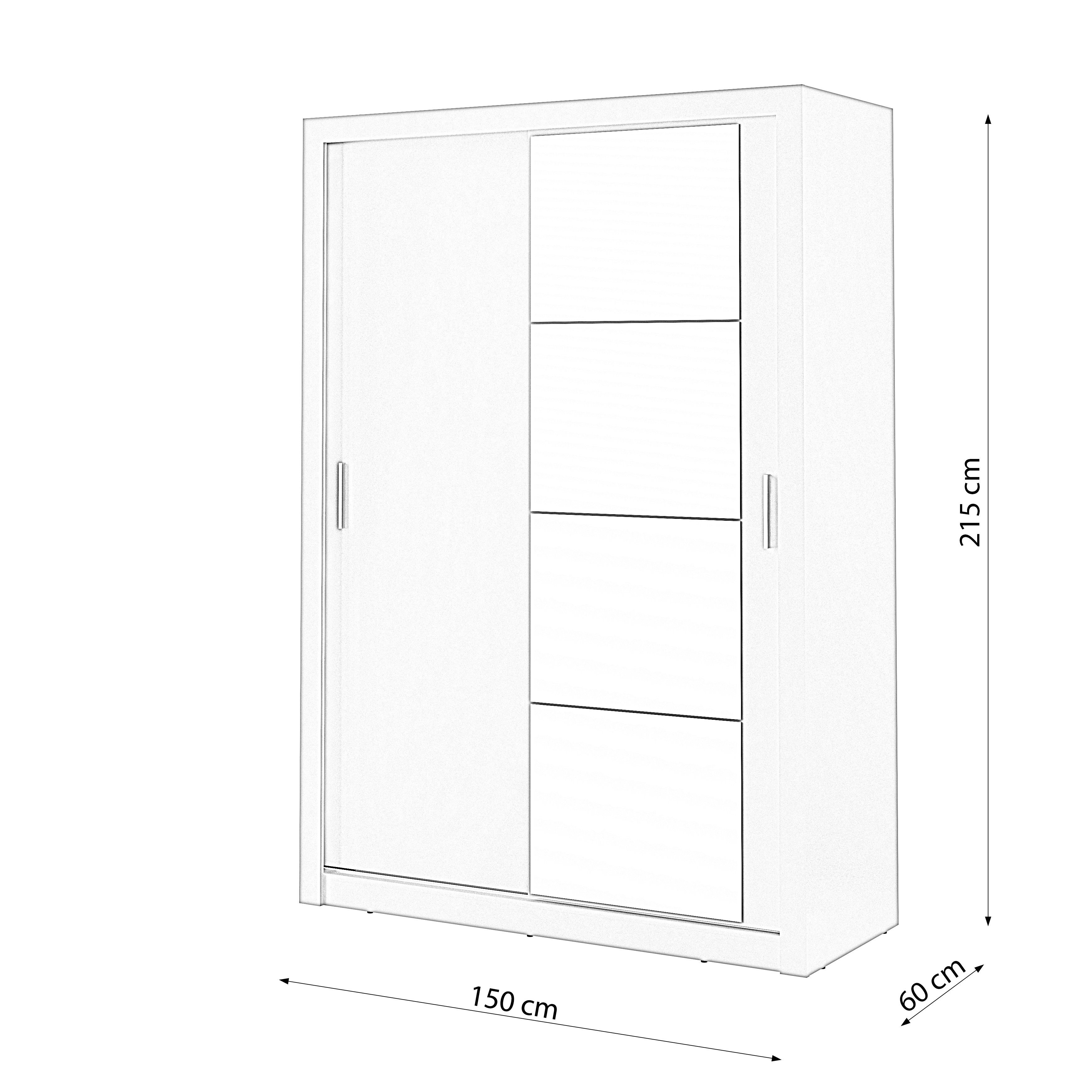 Regalen Moderne Compleo cm 7 Kleiderschrank ARTI praktische Schränke auf 04 Weiß Mehrweckschrank Art, Spiegel, mit 150