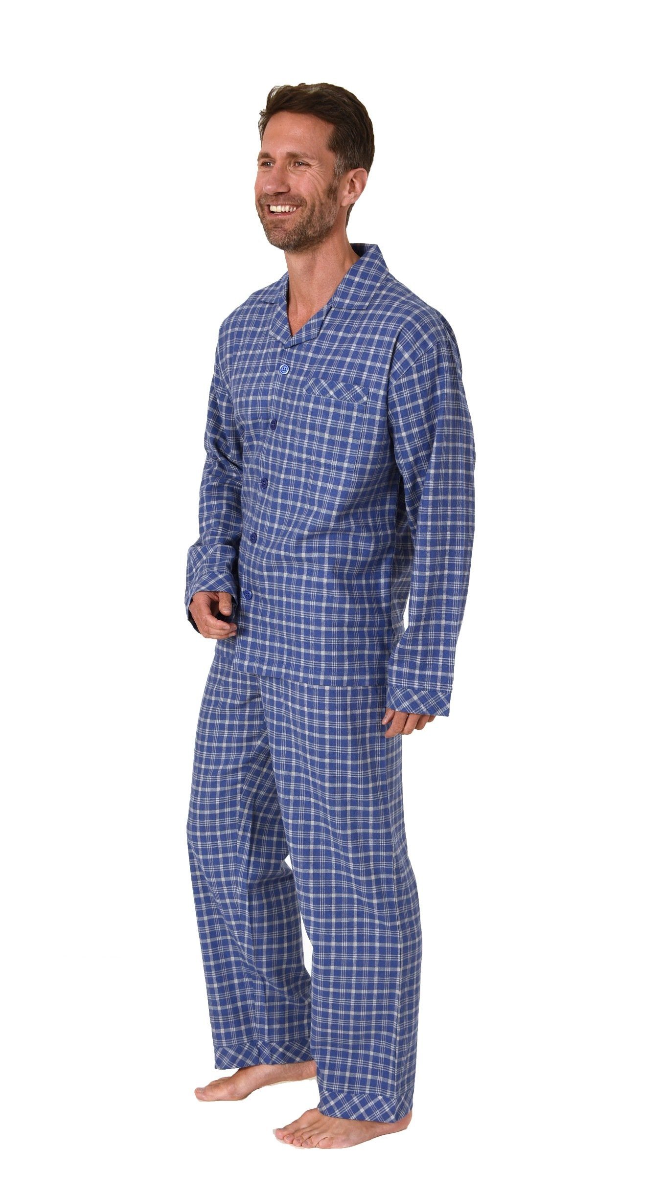 Trend by Normann Pyjama Herren Flanell Schlafanzug zum durchknöpfen - auch günstig online kaufen