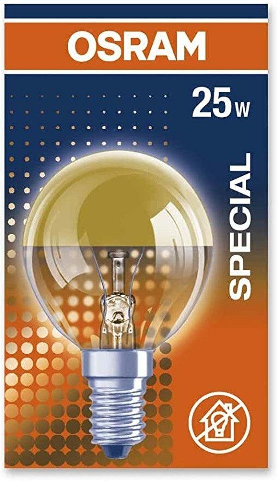 Osram Spezialleuchtmittel Kopfspiegellampe SPECIAL MIRROR P GOLD 25, E14, 1 St., warmweiß, dimmbar