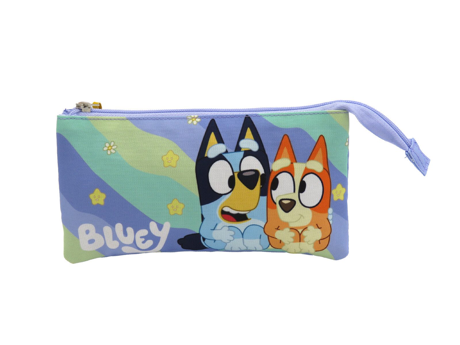 Bluey Federmäppchen Light Waves Triple Schüleretui mit 3 Hauptfächern und 2 Zusatzfächern, (Spar-Set)