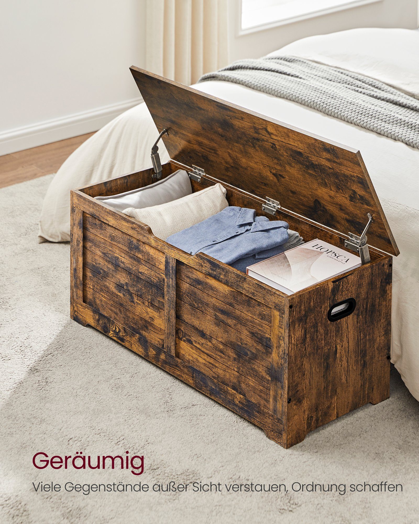 VASAGLE Sitzbank, Spielzeugtruhe, 80/100 (Länge) x 40 x 46 cm