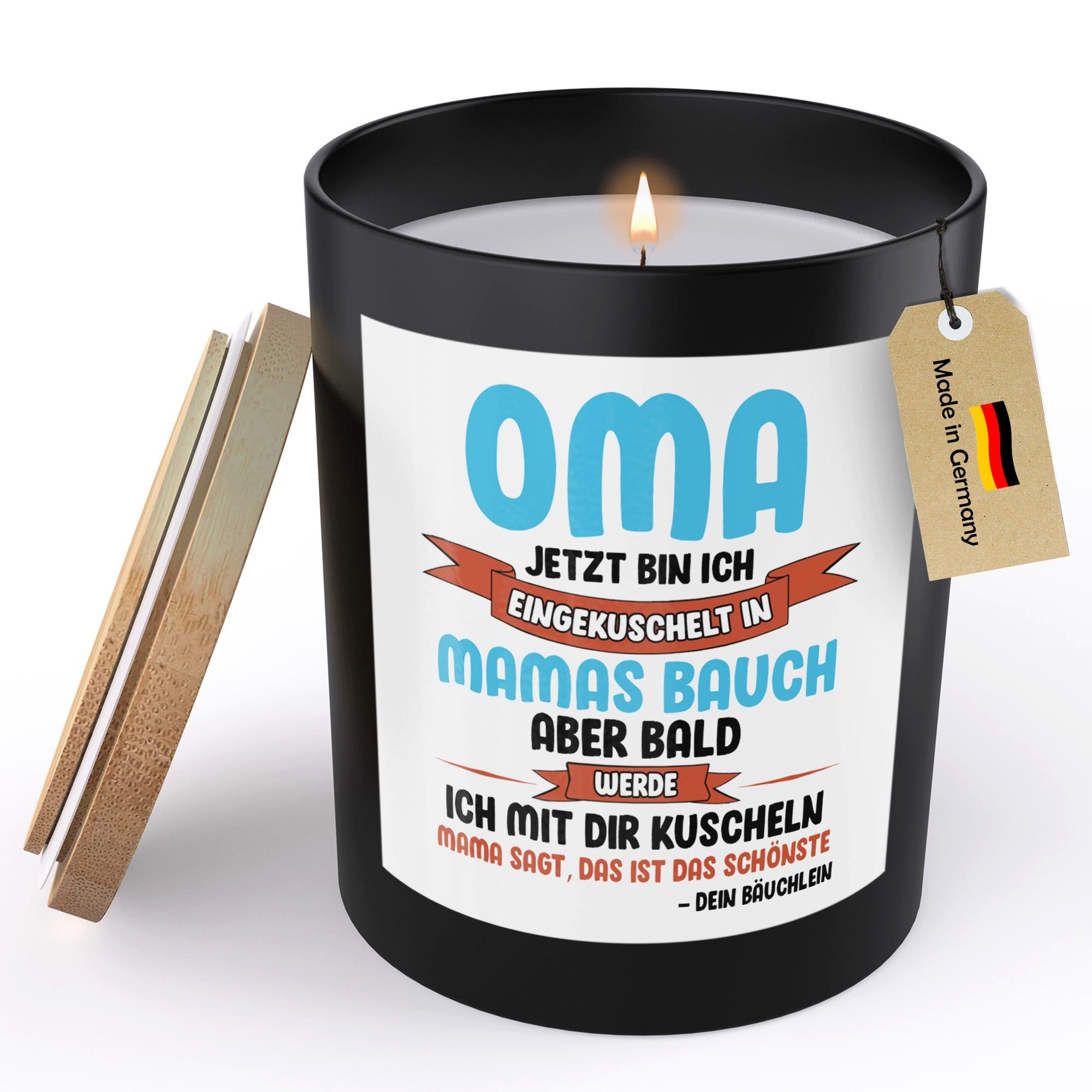 22Feels Duftkerze Deko Du Wirst Oma Schwangerschaft Geschenk Frauen Werdende Grossmuter, MADE IN GERMANY, Europäisches Sojawachs, Handgegossen