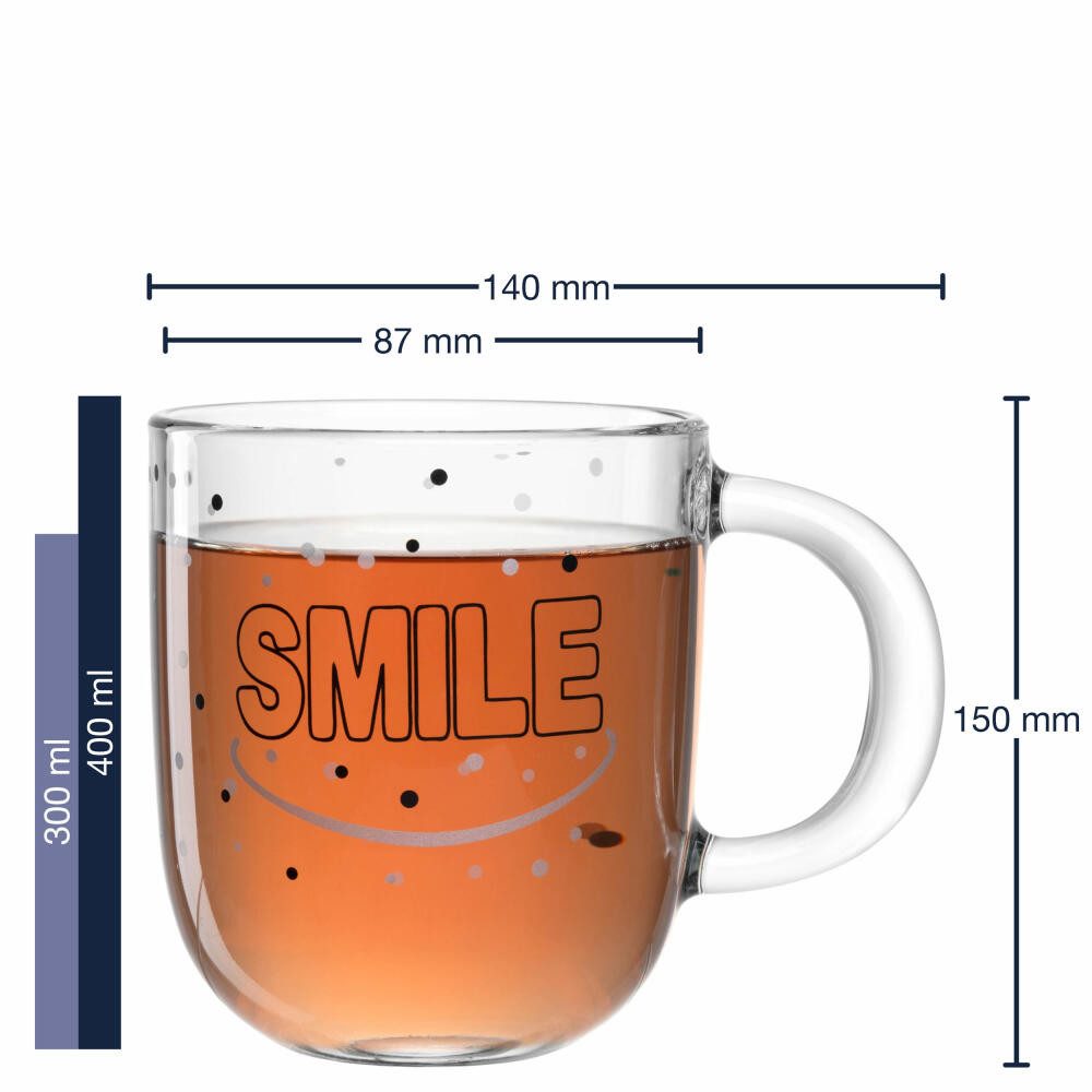 LEONARDO Tasse Ufficio Smile 400 ml, Glas