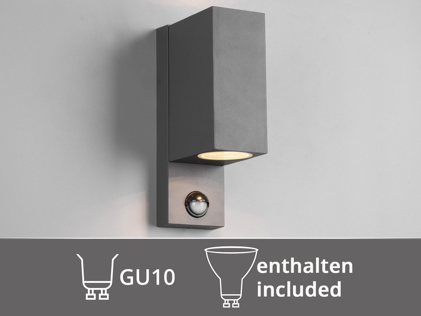 TRIO Leuchten LED Außen-Wandleuchte mit Bewegungsmelder & GU10 LED Höhe 22cm, Bewegungssensor, LED wechselbar, warmweiß, Wand Außenleuchte zur Fassadenbeleuchtu – Bild 5 von 5