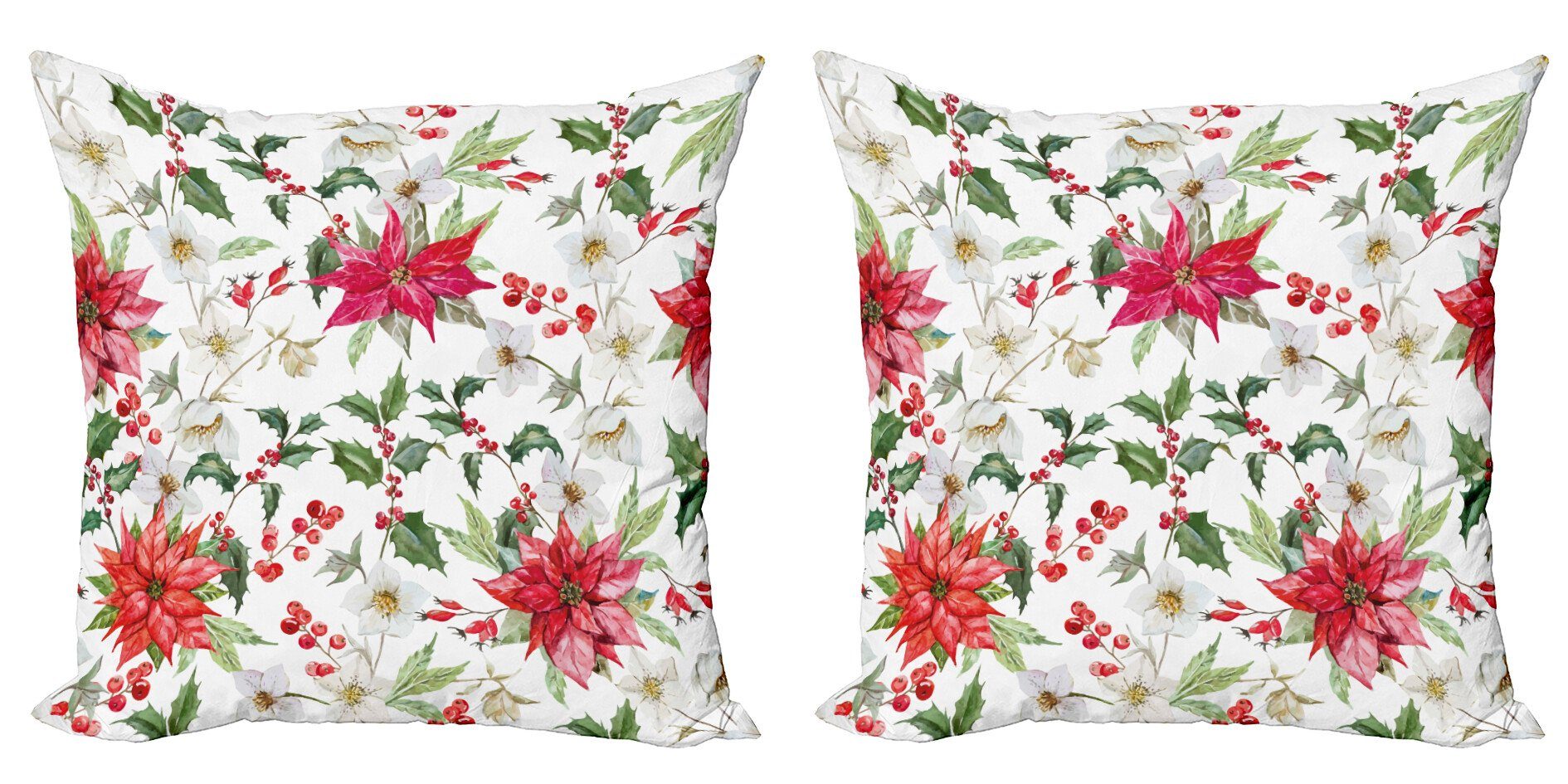Accent Blumen Weihnachten Digitaldruck, Stück), Knospen (2 Blumen Modern Abakuhaus Doppelseitiger Kissenbezüge