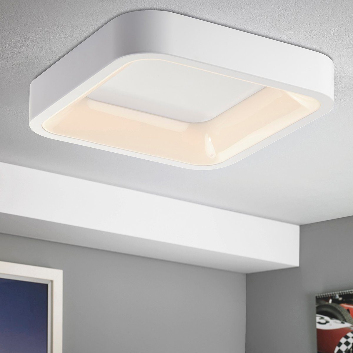 MeLiTec LED Deckenleuchte D105, warmweiß, LED, Panel, Leuchte, Deckenleuchte, Wohnzimmer, Wandlampe, 910 Lumen, weiß, 35 x 35 cm