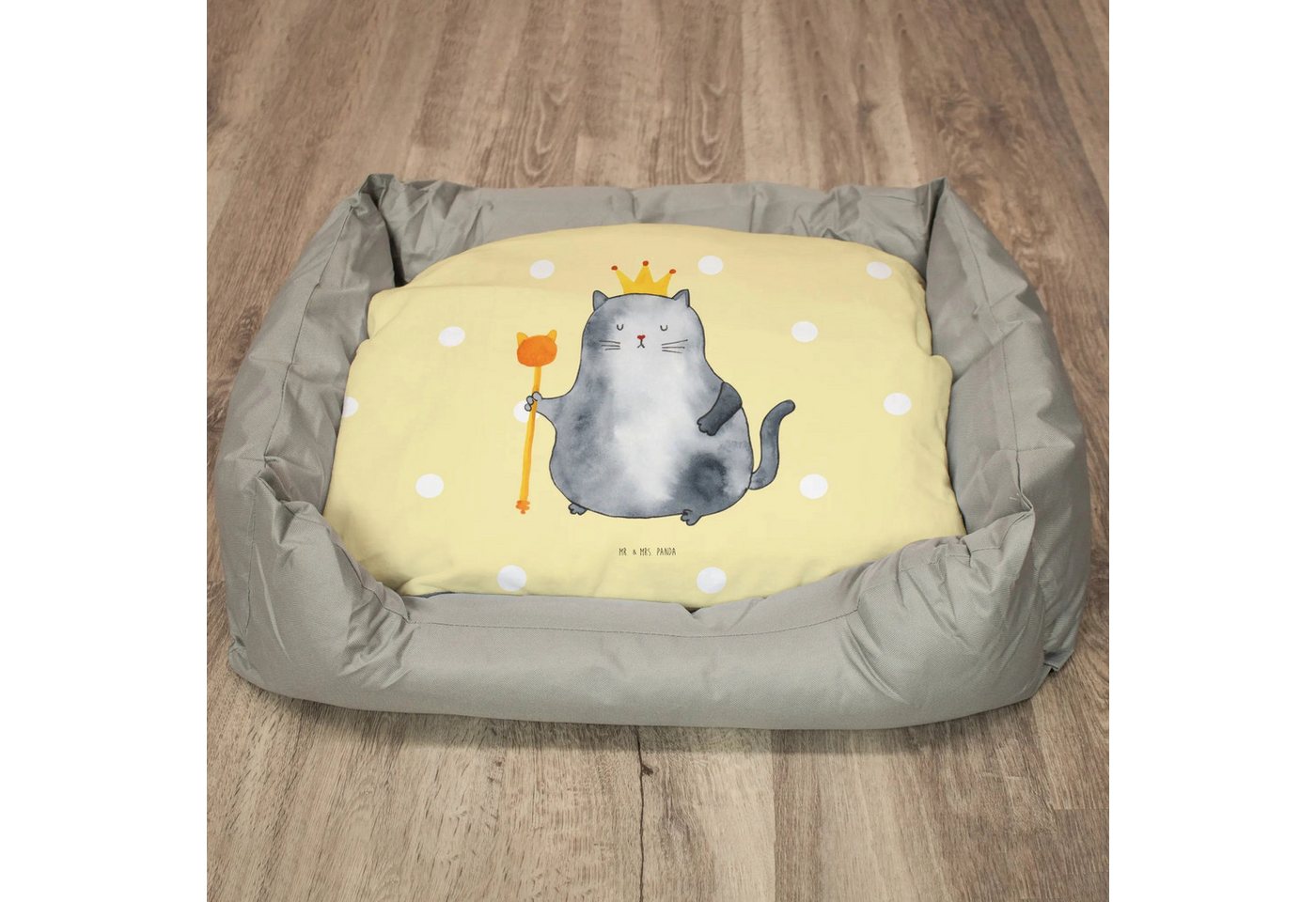 Thumbnail - Mr. & Mrs. Panda Tierbett Katze König - Gelb Pastell - Geschenk, Tierbett, Kater, königlich, Mi, Gemütlichkeit pur