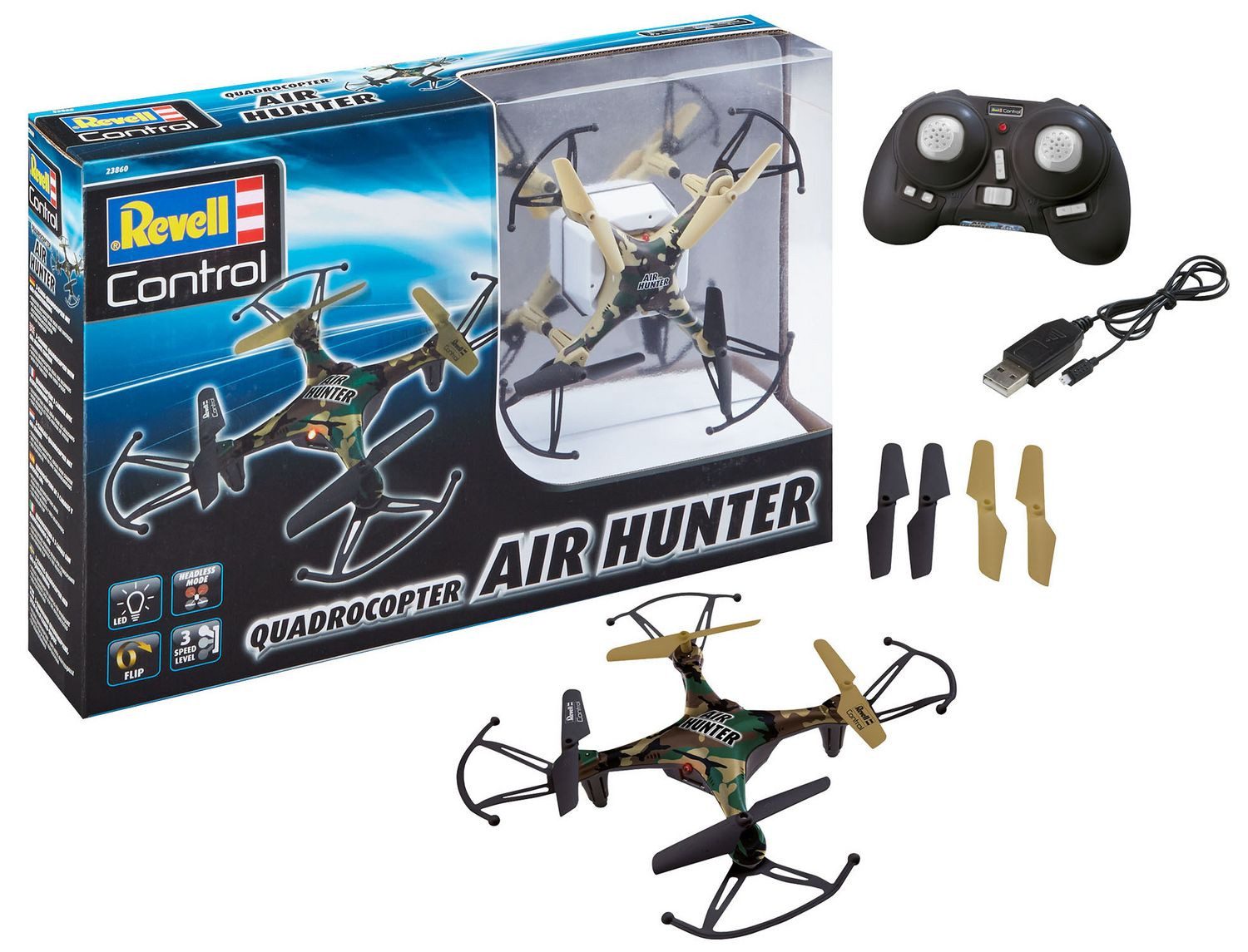 Carrera® RC Quadrocopter Air Hunter, Revell Control Ferngesteuerte Drohne Konstruktions-Spielset