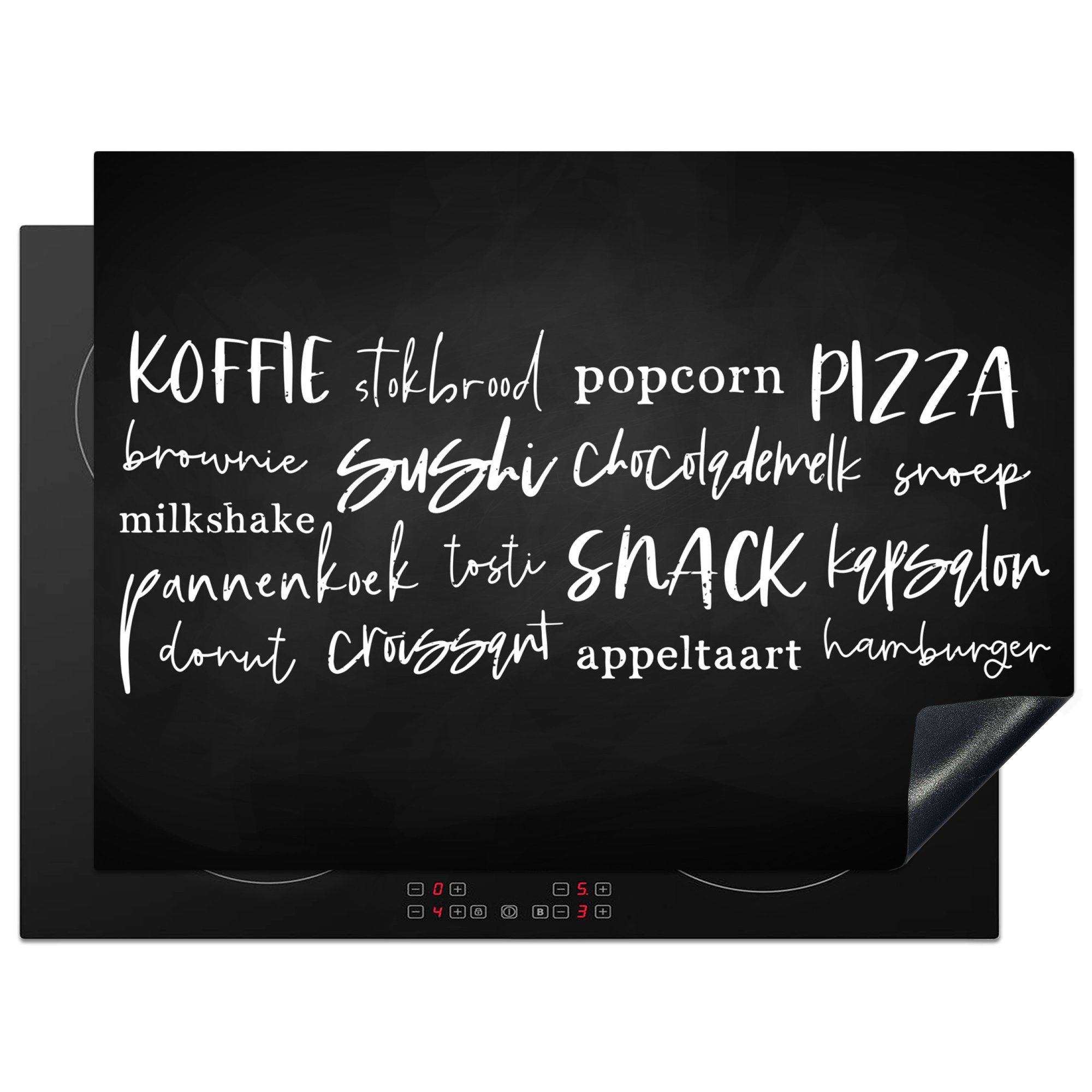 MuchoWow Herdblende-/Abdeckplatte Küche - Essen - Zitate, Vinyl, (1 tlg), 71x52 cm, Induktionskochfeld Schutz für die küche, Ceranfeldabdeckung