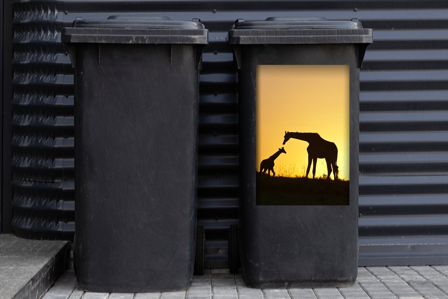 MuchoWow Wandsticker Giraffe - Scherenschnitt Mülleimer-aufkleber, Container, St), Kalb Abfalbehälter - (1 Mülltonne, Sticker
