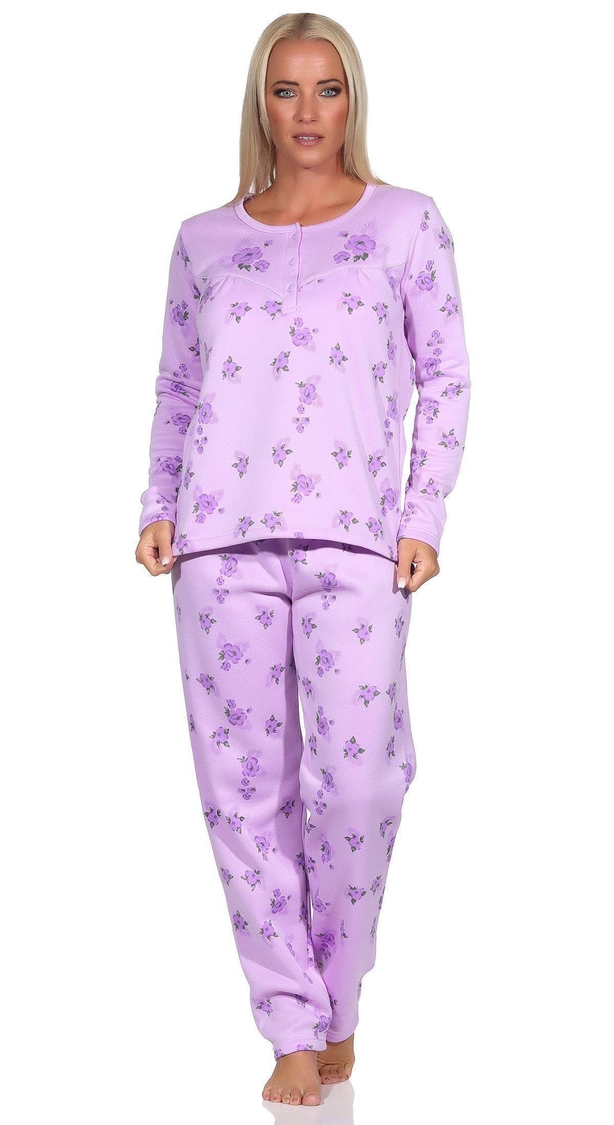 EloModa Pyjama Damen Thermo Pyjama lang zweiteiliger Schlafanzug, Gr. M L  XL XXL (2 tlg)