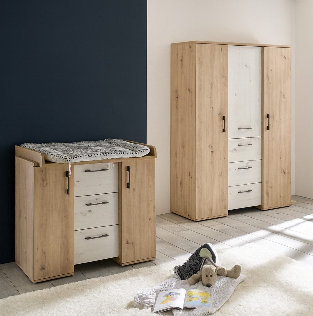 Mäusbacher wrap chest in prickly decor / artisan white - 97x92x48 (WxHxD)