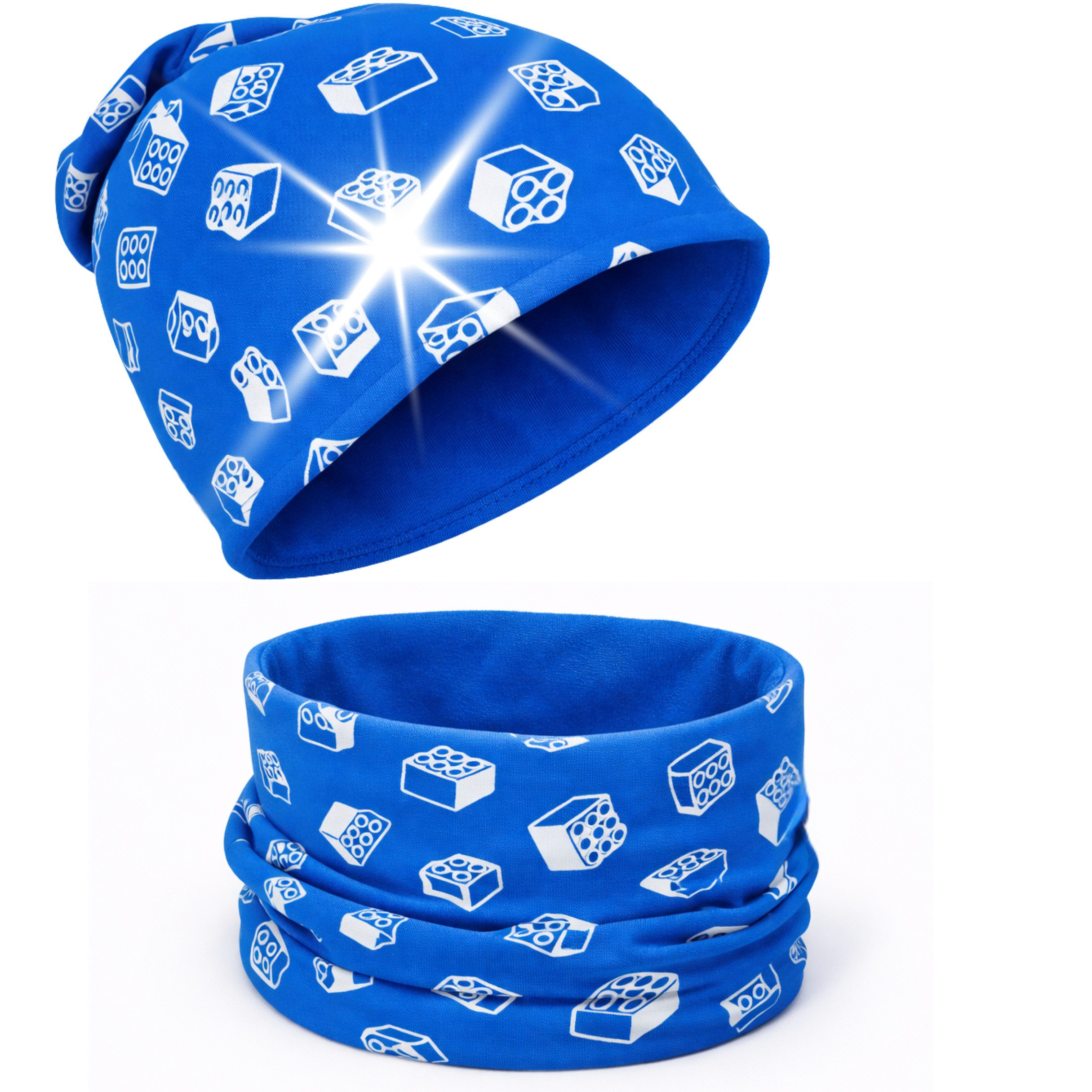 HECKBO Beanie 360° Reflektor Kinder Beanie Mütze & Loop Schal Set