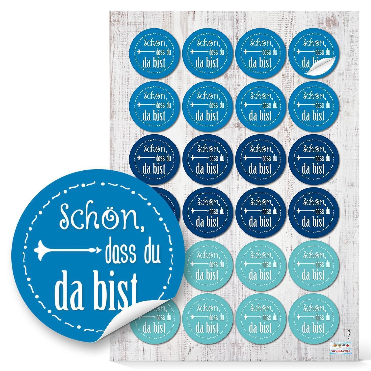 Logbuch-Verlag Aufkleber Aufkleber Set 24 Schön, dass du da bist + 35 Sticker mit maritimen