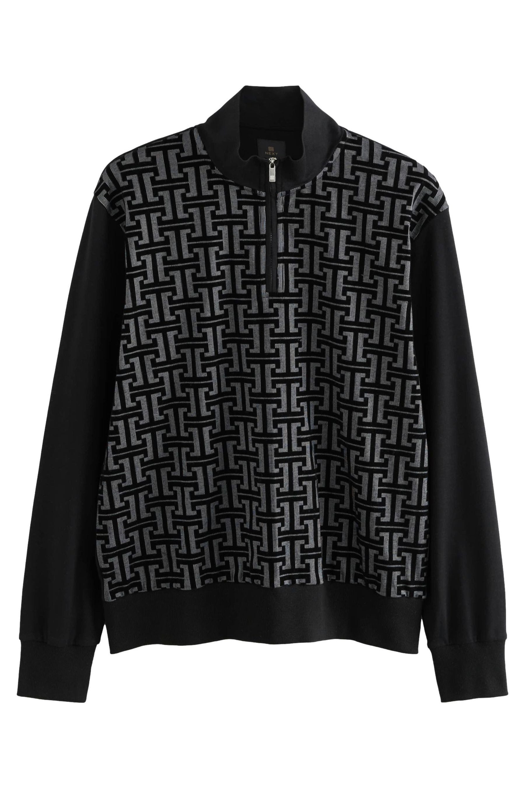 Sweater Geflockter Troyer mit geometrischem Print