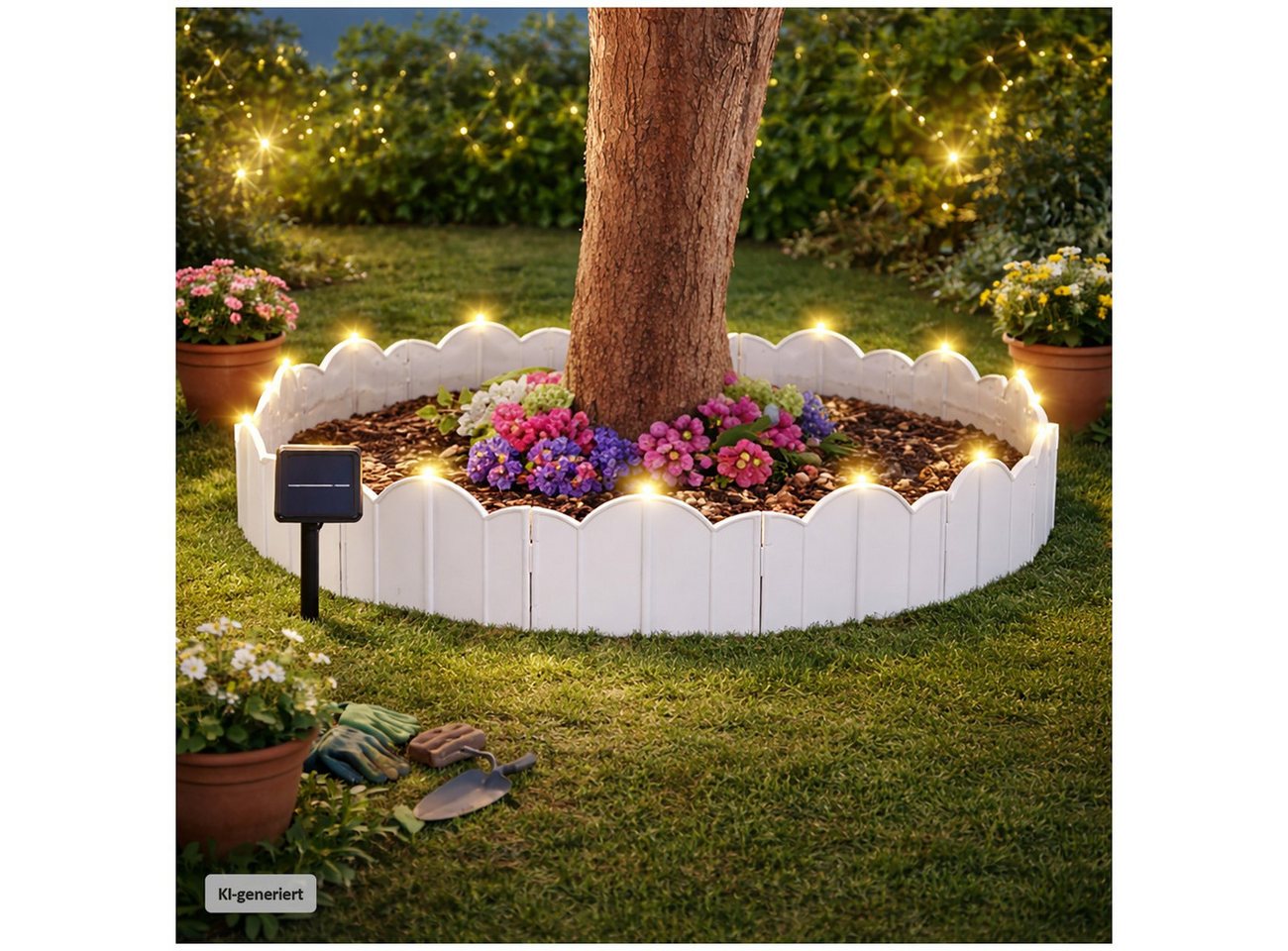 HTI-Living Beetbegrenzung Beeteinfassung 500 cm, LxH: 21x17 cm, Set, 24 Module inkl. Solarbeleuchtung, Zierzaun Beetumrandung Beetbegrenzung