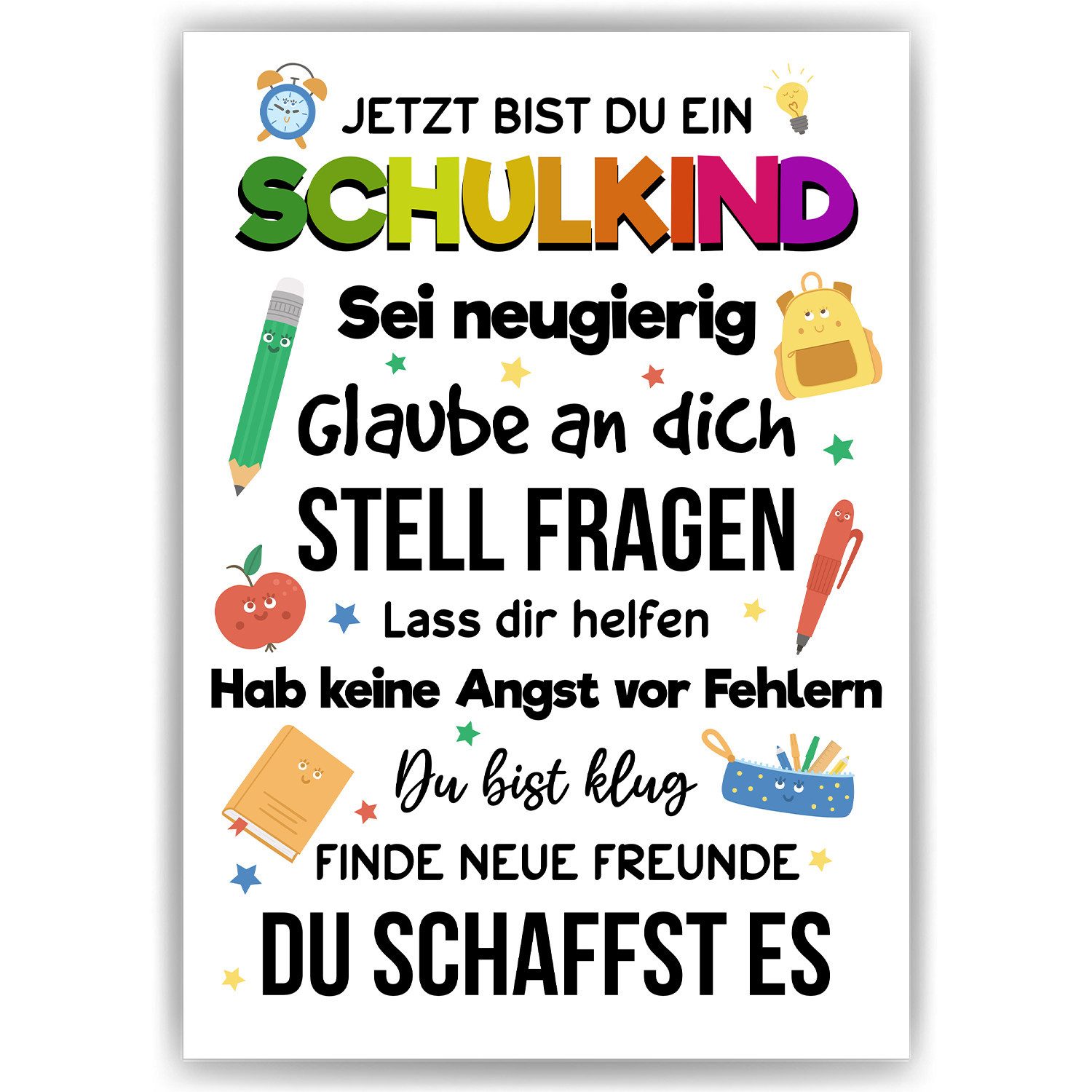Tigerlino Poster Schulkind Karte Einschulung Glückwunschkarte günstig online kaufen