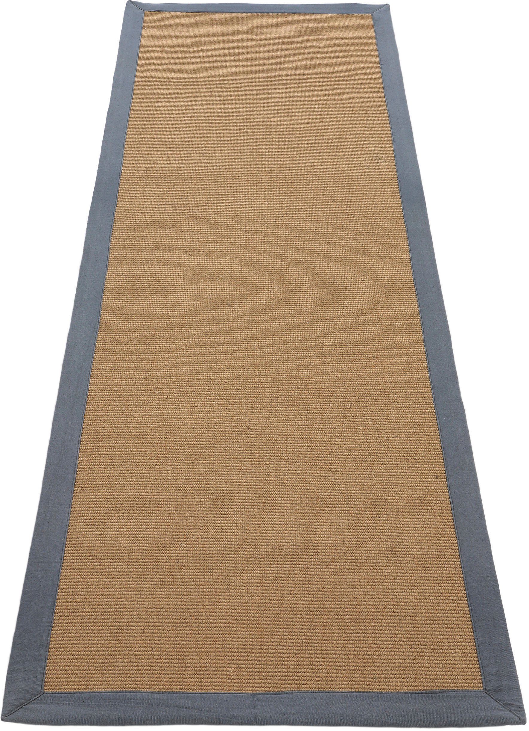 Top-Produktionsqualität Läufer Sisal, carpetfine, Rutsch rechteckig, Höhe: mm, 5 Rückseite farbiger Anti grau Bordüre, mit