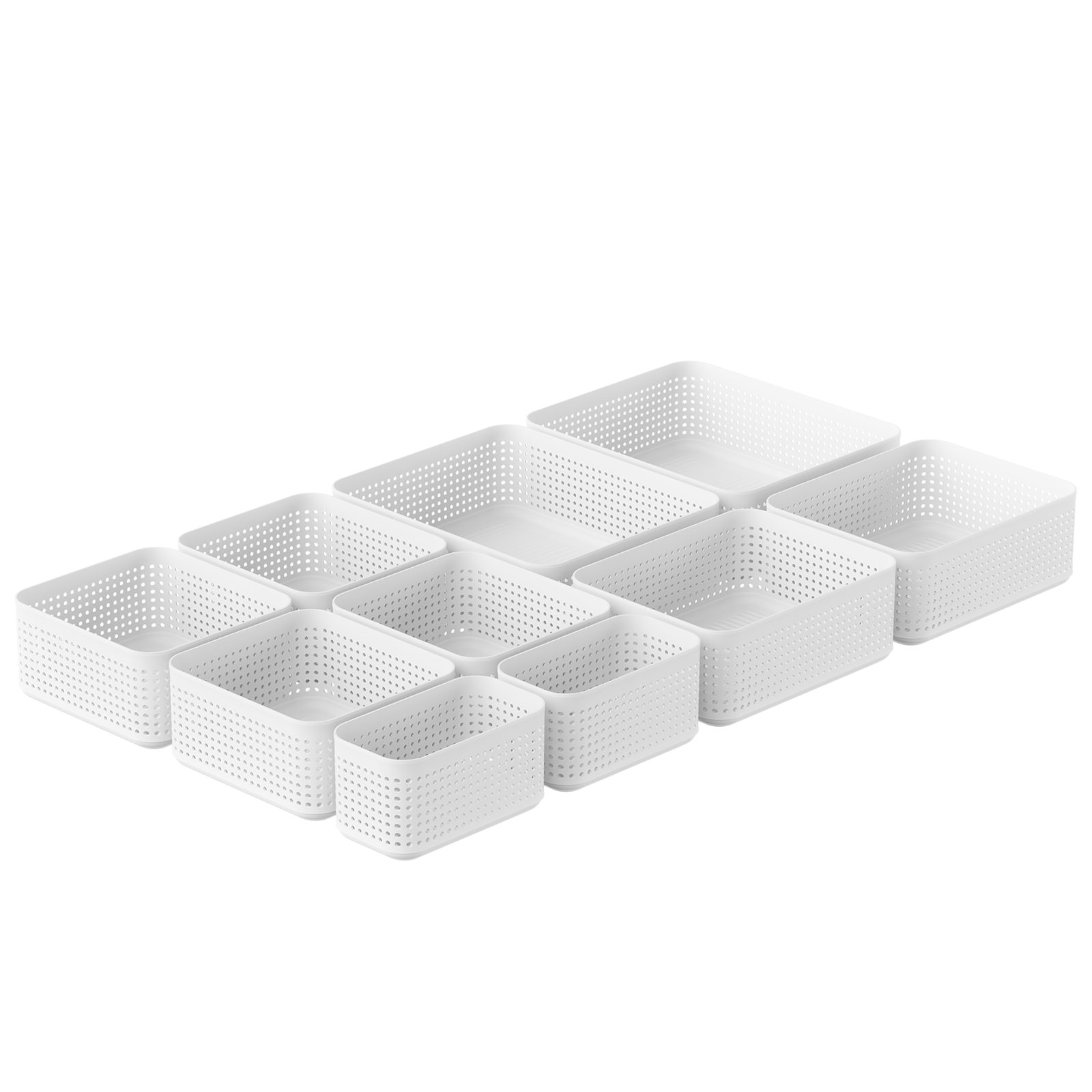 ROTHO Organizer WOP Organizer Set 10er XS bis XL für Schubladen und Kommoden, Großes Organizer Set für mehrere Schubladen und Schrankbereiche