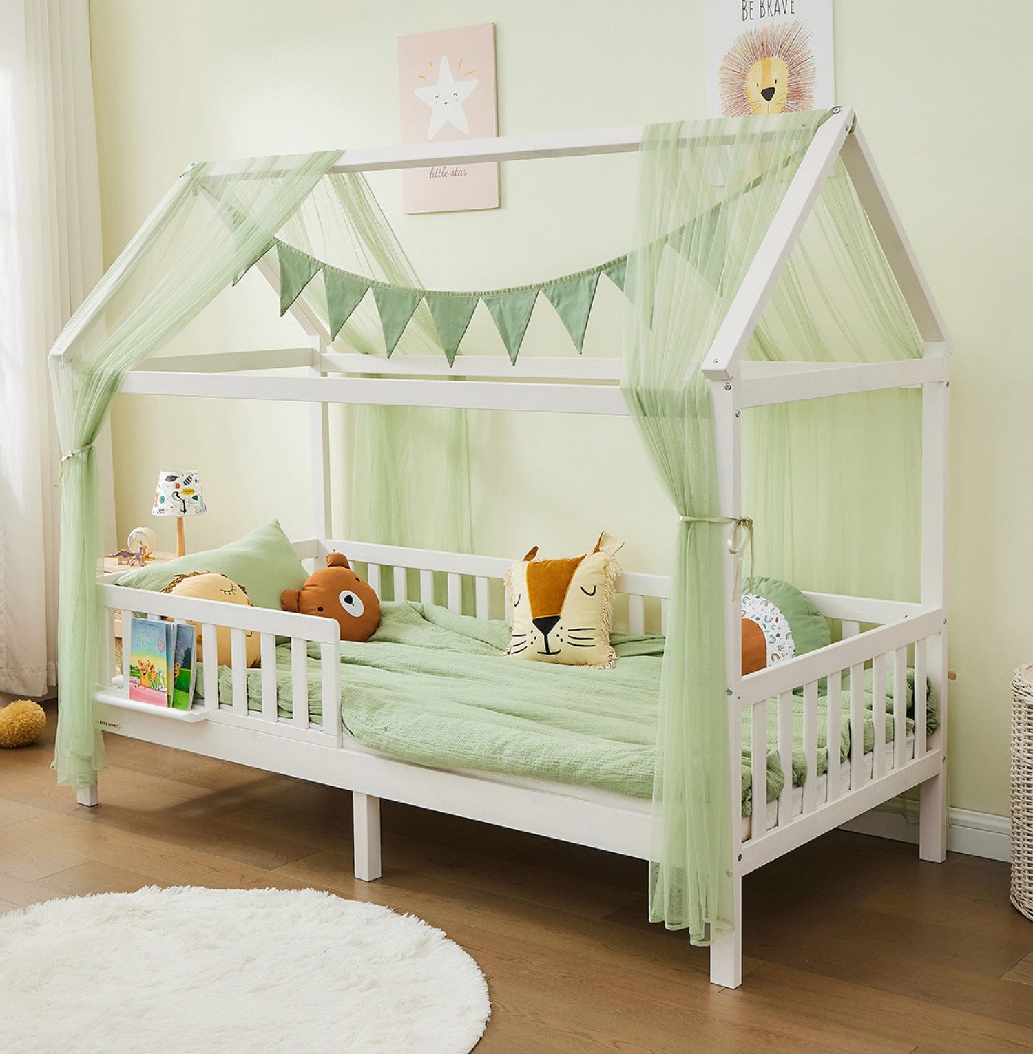 Alavya Home® Hausbett CLOUD – FSC® 100% zertifiziert KOMPLETT SET ohne Schubkästen