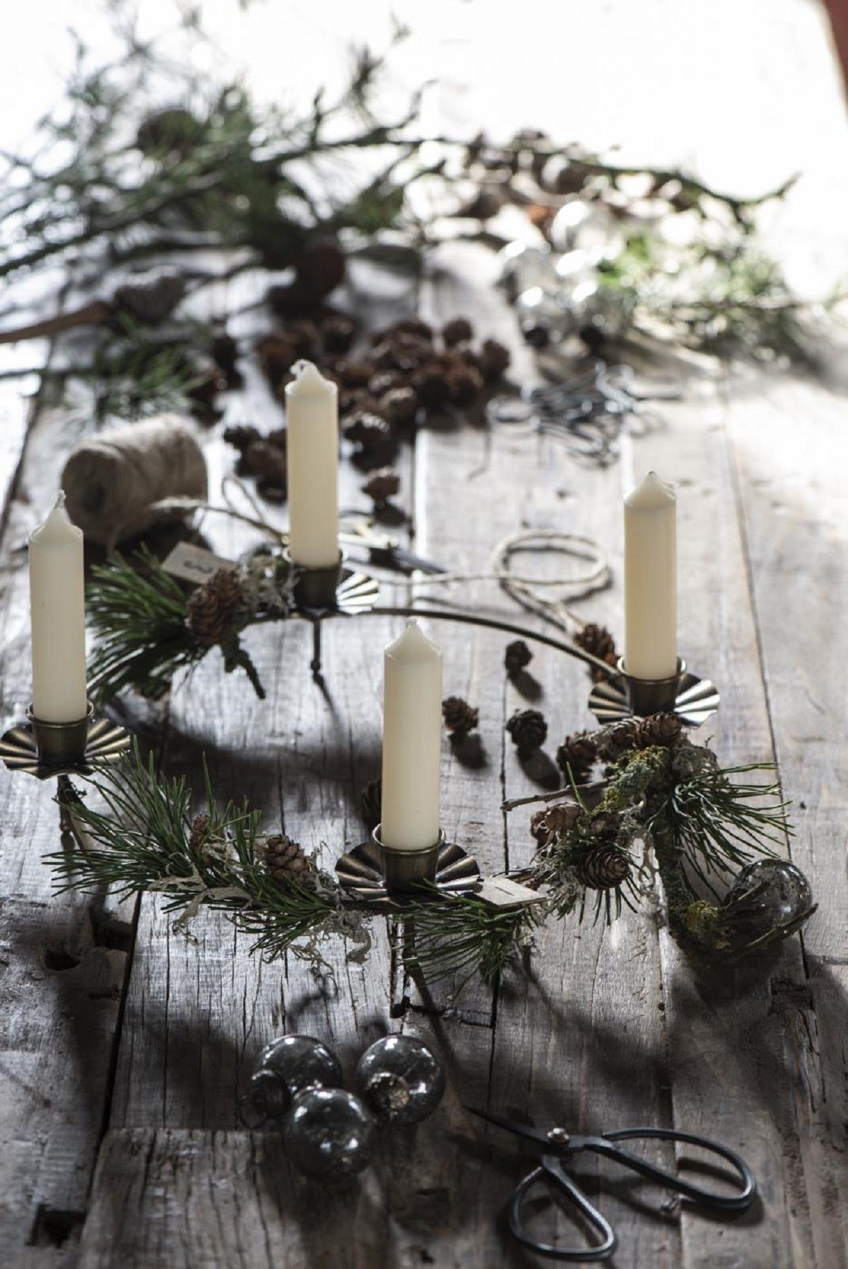 Set Weihnachten Laursen Advents (4er 1-4 Kerze Set Windlicht Adventsanhänger) Laursen Zahlen Holz Anhänger IB Ib Geschenk natur