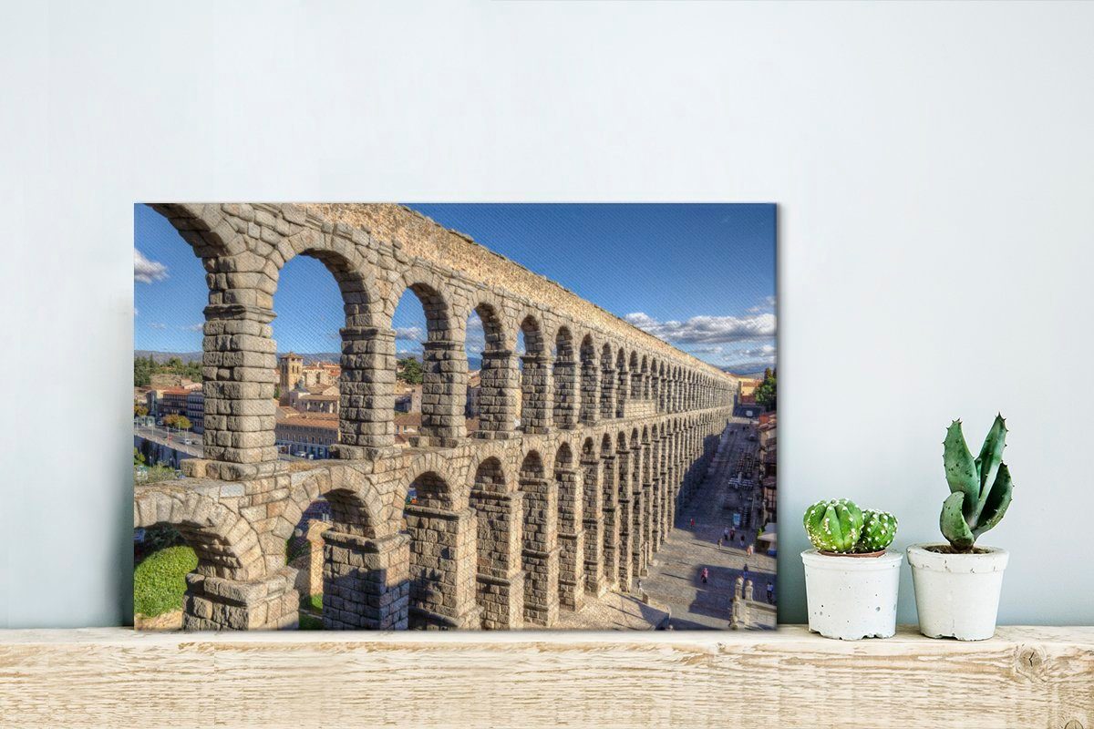 St), Blauer auf Himmel dem Iberischen, Wanddeko, Aquädukt Leinwandbild von OneMillionCanvasses® der Aufhängefertig, über Wandbild cm (1 30x20 Leinwandbilder, Segovia