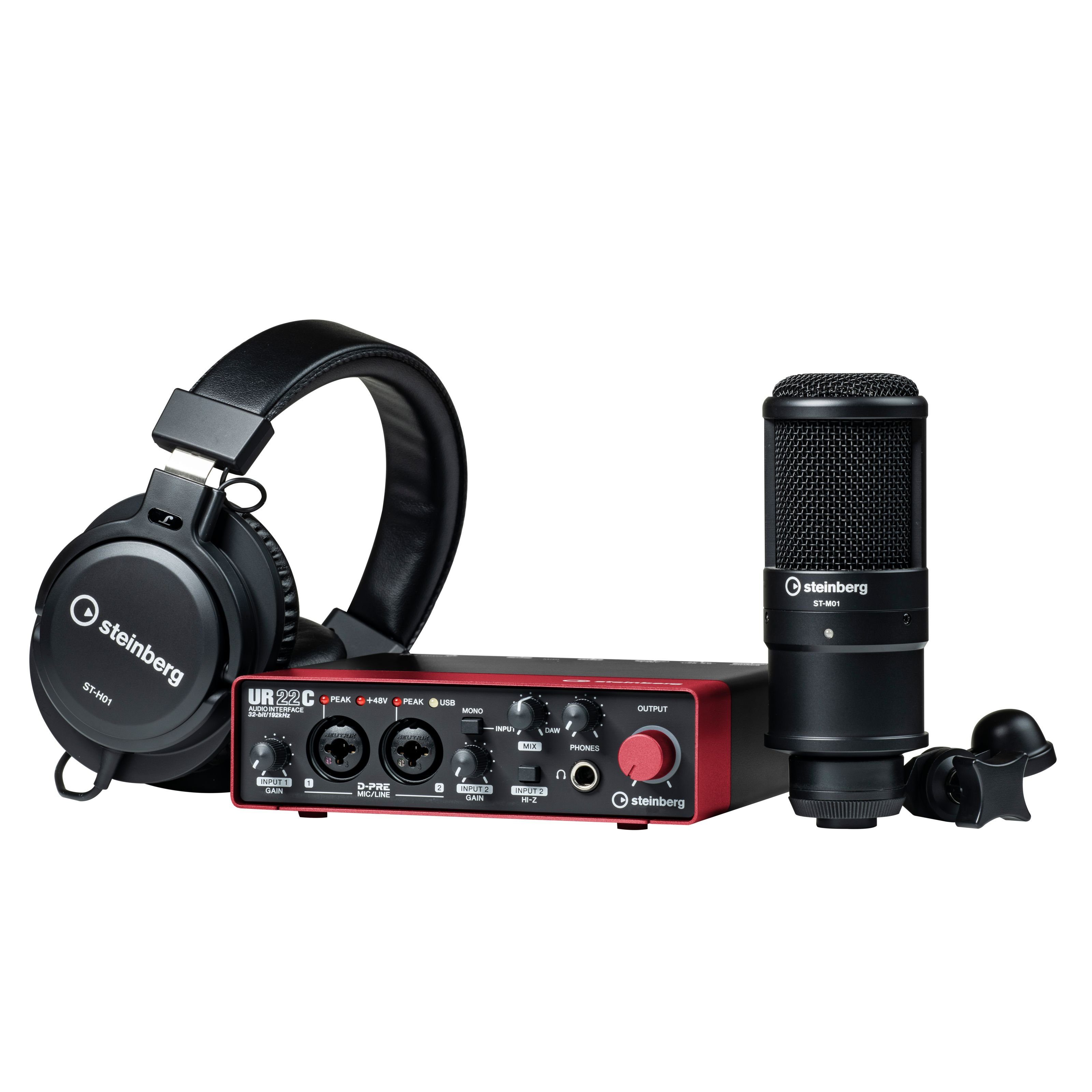 Steinberg Digitales Aufnahmegerät (UR22C Recording Pack Red Interface with Micro and Headphones - USB)