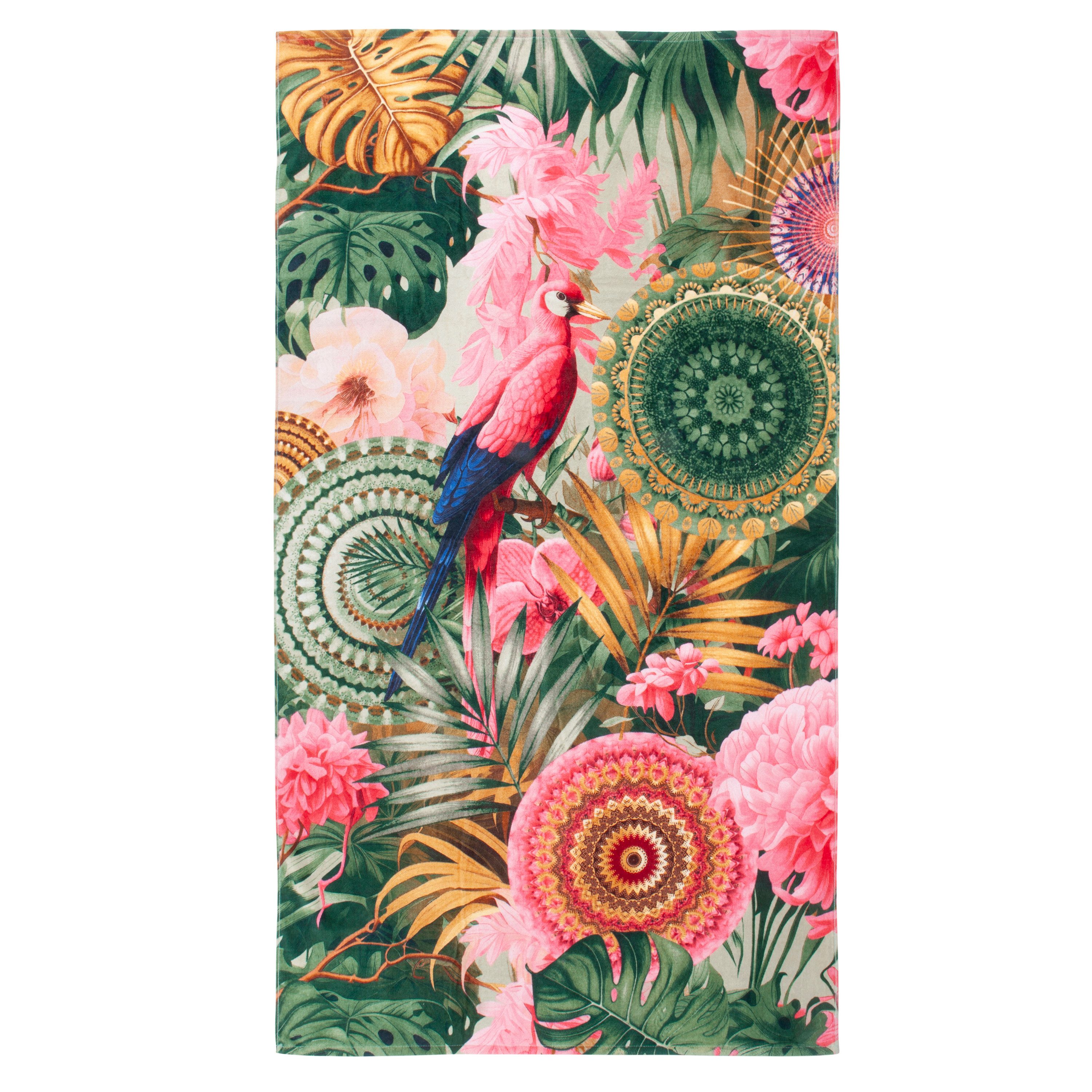 hip Strandtuch Strandtuch 100x180 cm Frottee Palay Mandalas und Blumen ist tropisch, Frottee (Spar Set, 1-St), 1 x Strandtuch HIP 100x180 cm grün