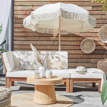 BUTLERS Garten-Essgruppe BOHO LOUNGE Strandschirm mit Fransen Ø180cm