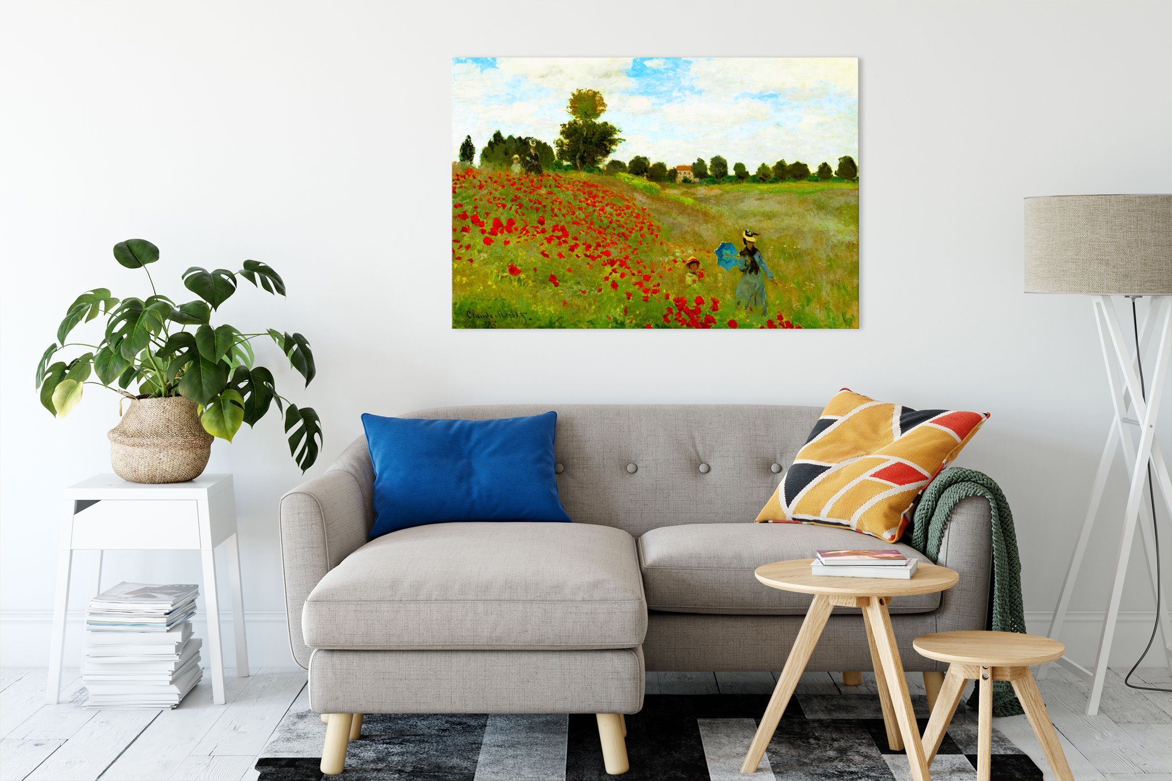 Pixxprint Leinwandbild Claude Monet - Felder günstig online kaufen