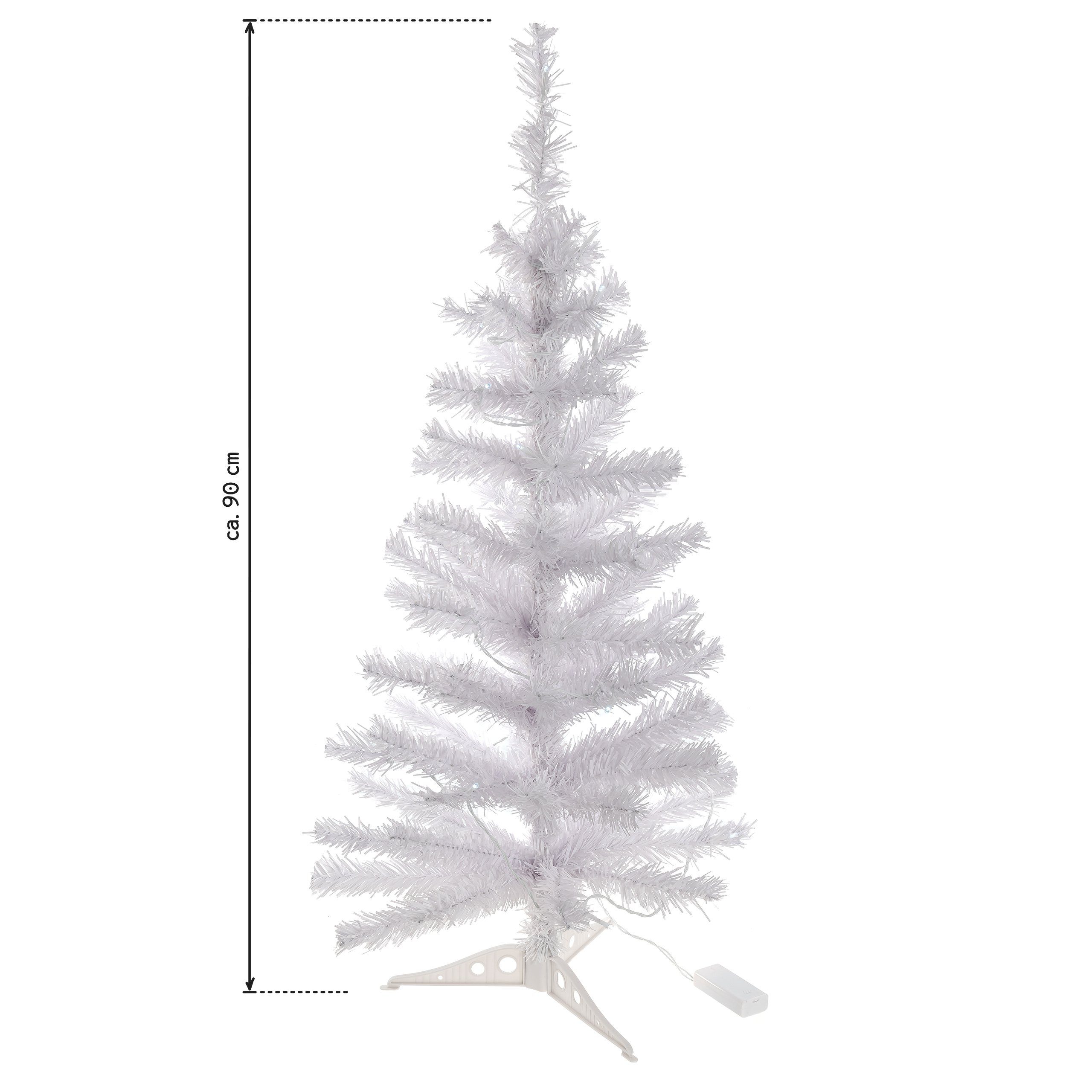 20 Künstlicher Lichter, Weihnachtsbaum kalt-weiße Lichterkette, cm 90 Weihnachtsbaum PVC weißer Tannenbaum BONETTI hoch, mit ca. Künstlicher