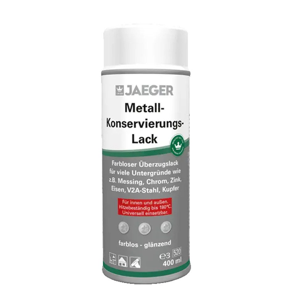 Jaegerlacke Klarlack 609 Metall-Konservierungslack Spray 400 ml, farbloser Schutzlack