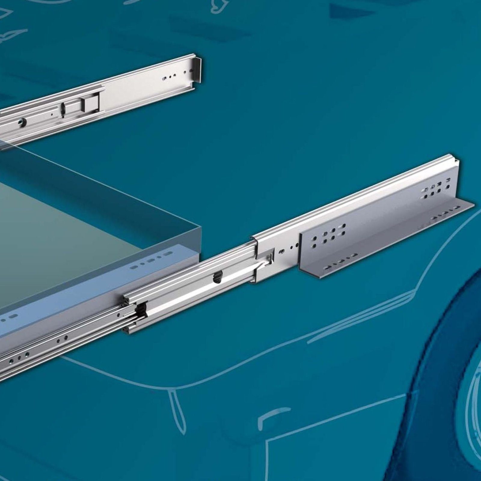 SO-TECH® Möbelbeschlag Montagewinkel für Schwerlastauszüge KV1-250-H76-Lxxx-NF/-LC (2 St), Silber verzinkt Länge 305 mm für Boden- u. Plattformmontage