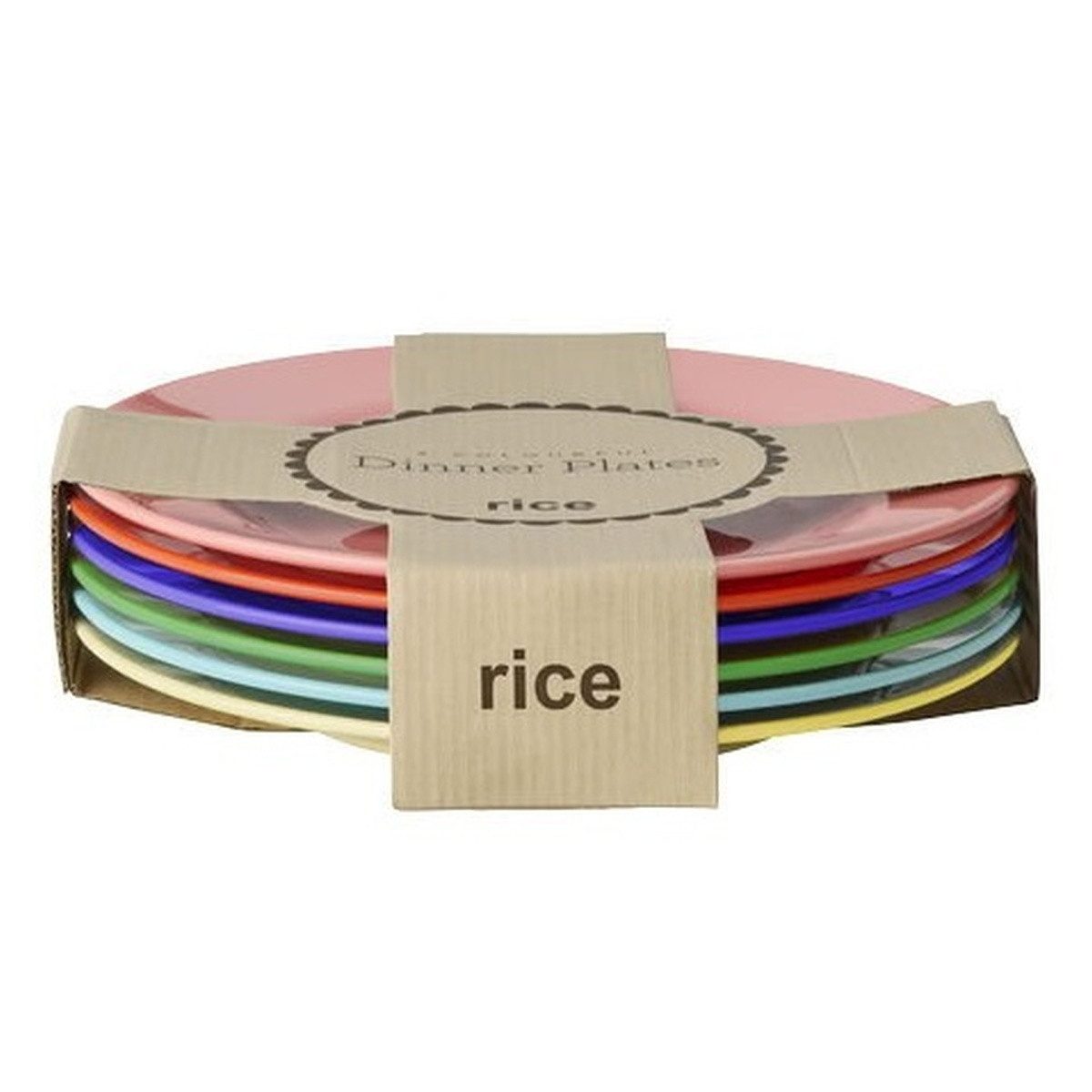 rice Speiseteller Teller-Set Bunt, 6-teilig, Ø 25 cm, Melamin, für drinnen & draußen