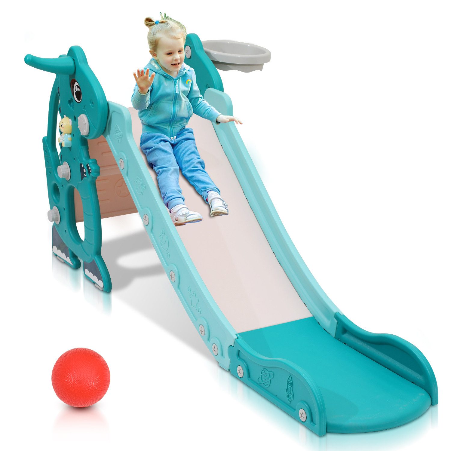 Clanmacy Rutsche Kinderrutsche Gartenrutsche Faltbar Draußen 4 in 1 Rutsche günstig online kaufen