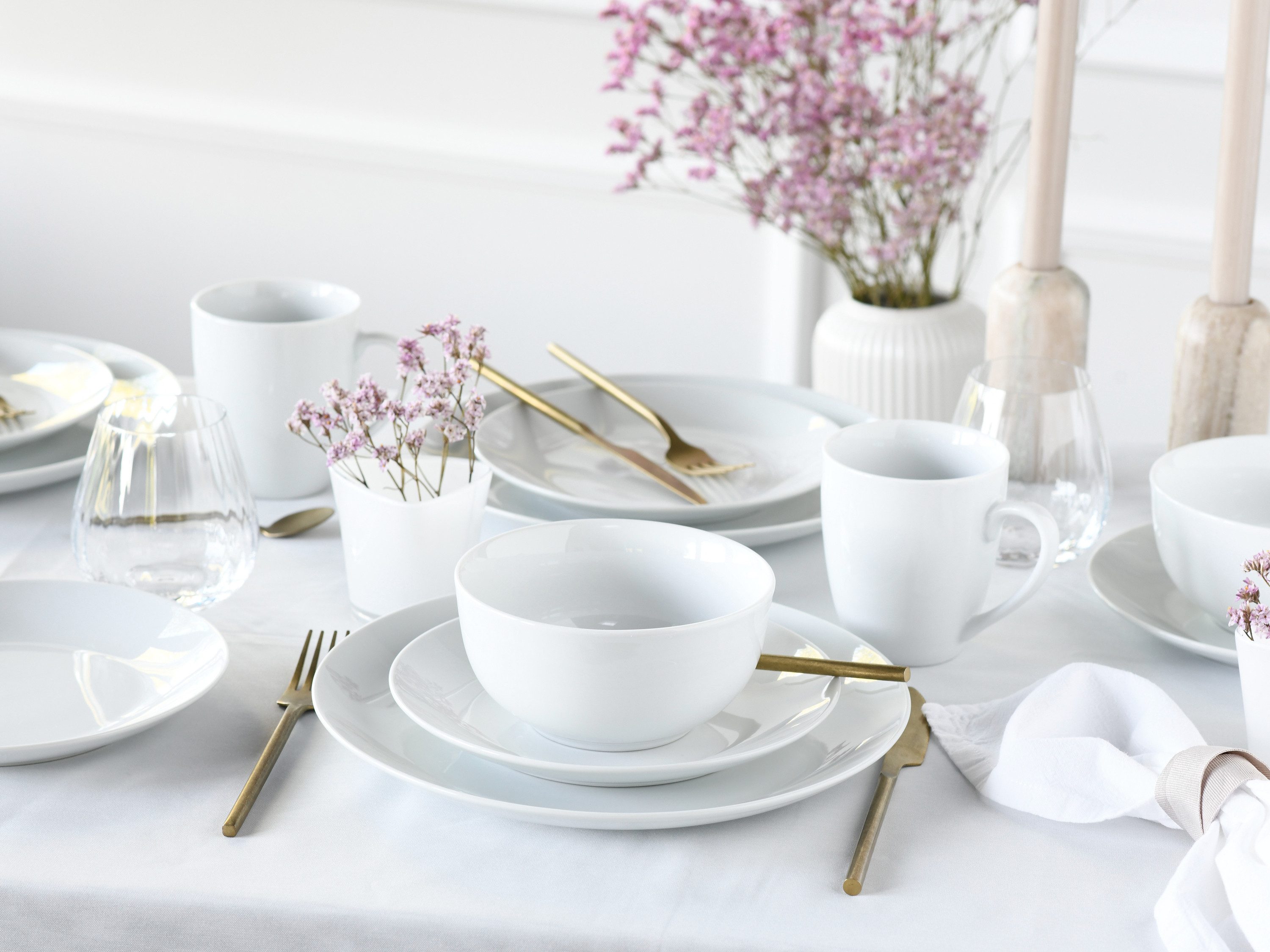 CreaTable Kombiservice Luna Weiss (24-tlg), 6 Personen, Porzellan