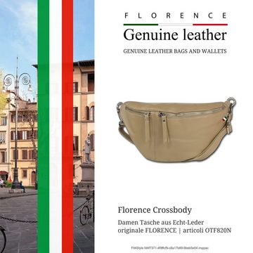 FLORENCE Gürteltasche Florence Echtleder Damen BomBag extra groß (Gürteltasche), Damen Leder Gürteltasche, beige, taupe ca. 37cm x ca. 20cm