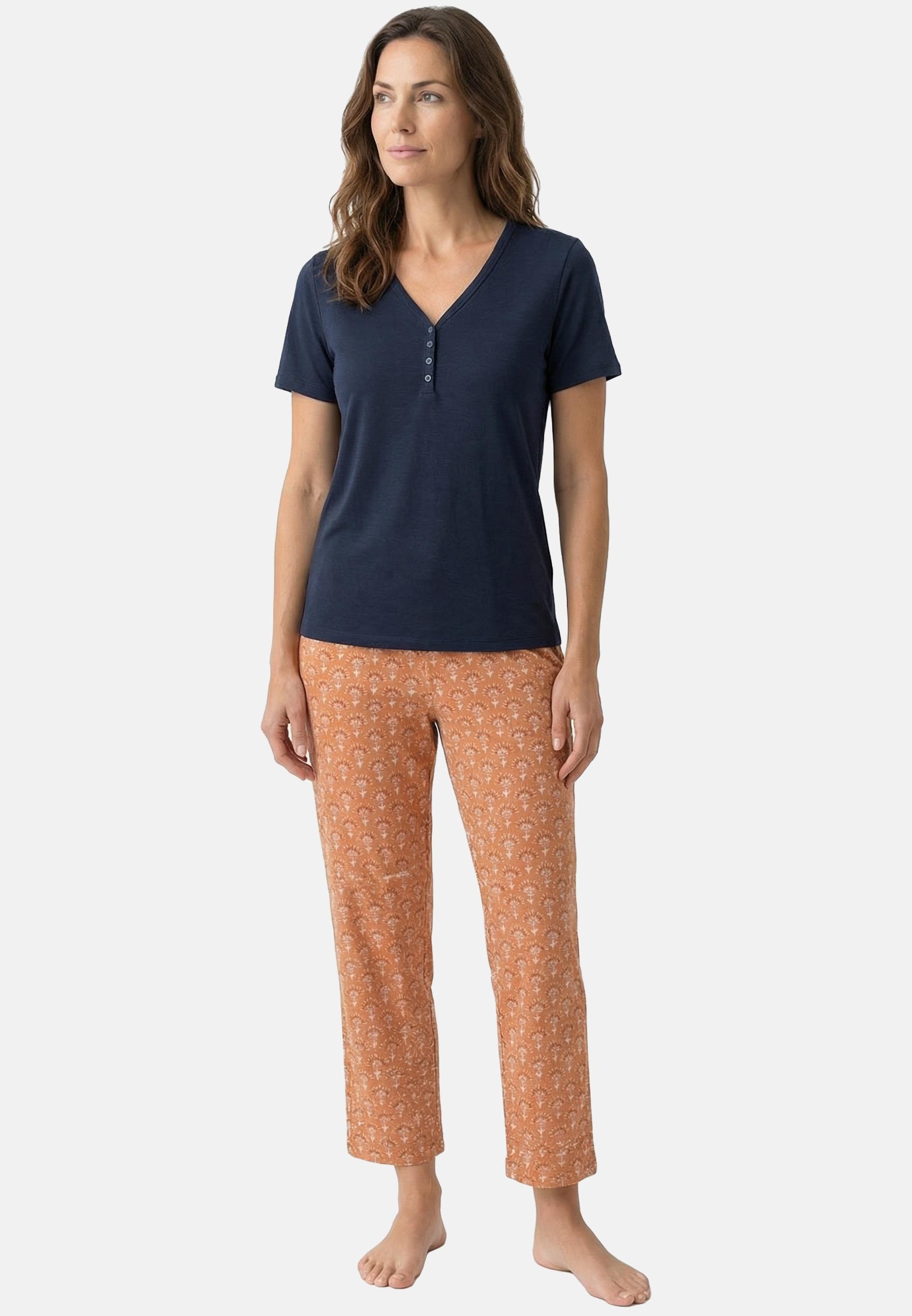 Schiesser Pyjama Mix & Relax (Set, 2 tlg) Schlafanzug - Baumwolle - Atmungsaktiv