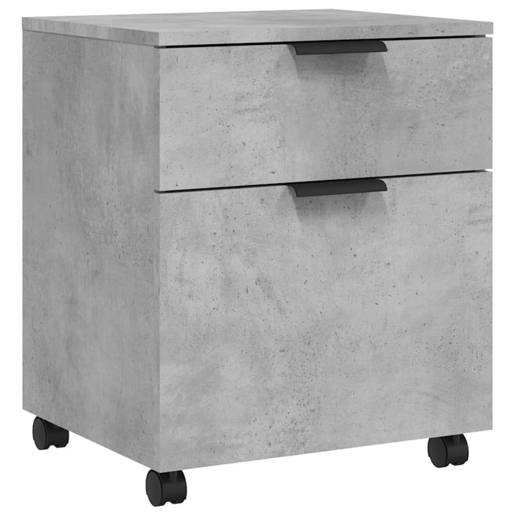 furnicato Aktenschrank Mobiler mit Rollen Betongrau 45x38x54 cm (1-St)