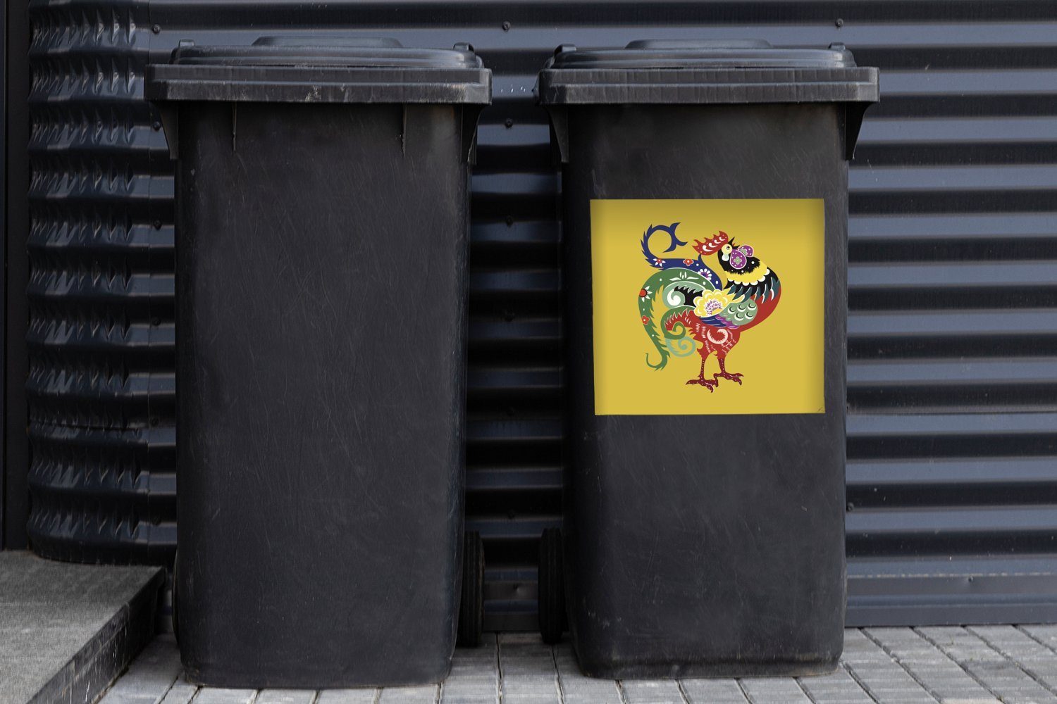 (1 Wandsticker Abfalbehälter Hahns St), Sticker, Abstrakte Illustration Mülleimer-aufkleber, Container, MuchoWow des Mülltonne,