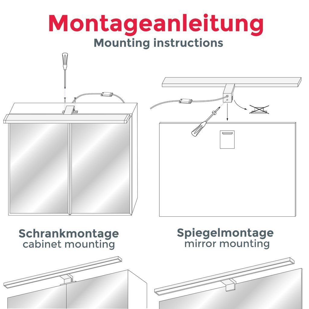 LED Spiegelleuchte Wandleuchte Badleuchte Badezimmer-Beleuchtung - 230V Badezimmer Schminklicht IP44 Spiegelschrank fest 780lm 4000K B.K.Licht integriert, 8W schwarz LED BKL1406, Flur Neutralweiß,