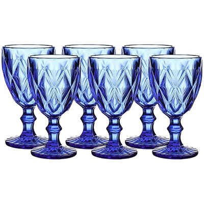Whole Housewares Glas Farbiges Trinkgeschirr 280 Ml Wassergläser 6er Set Kobaltblaues, Kobaltblau 1 6 Stück (1 Stück) Glas