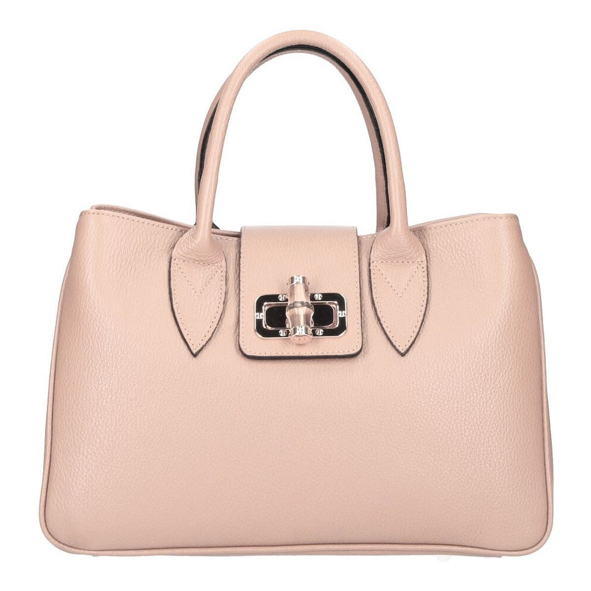 Schultertasche Made in Italy Damen Leder Shopper Handtasche Umhängetasche Henkel