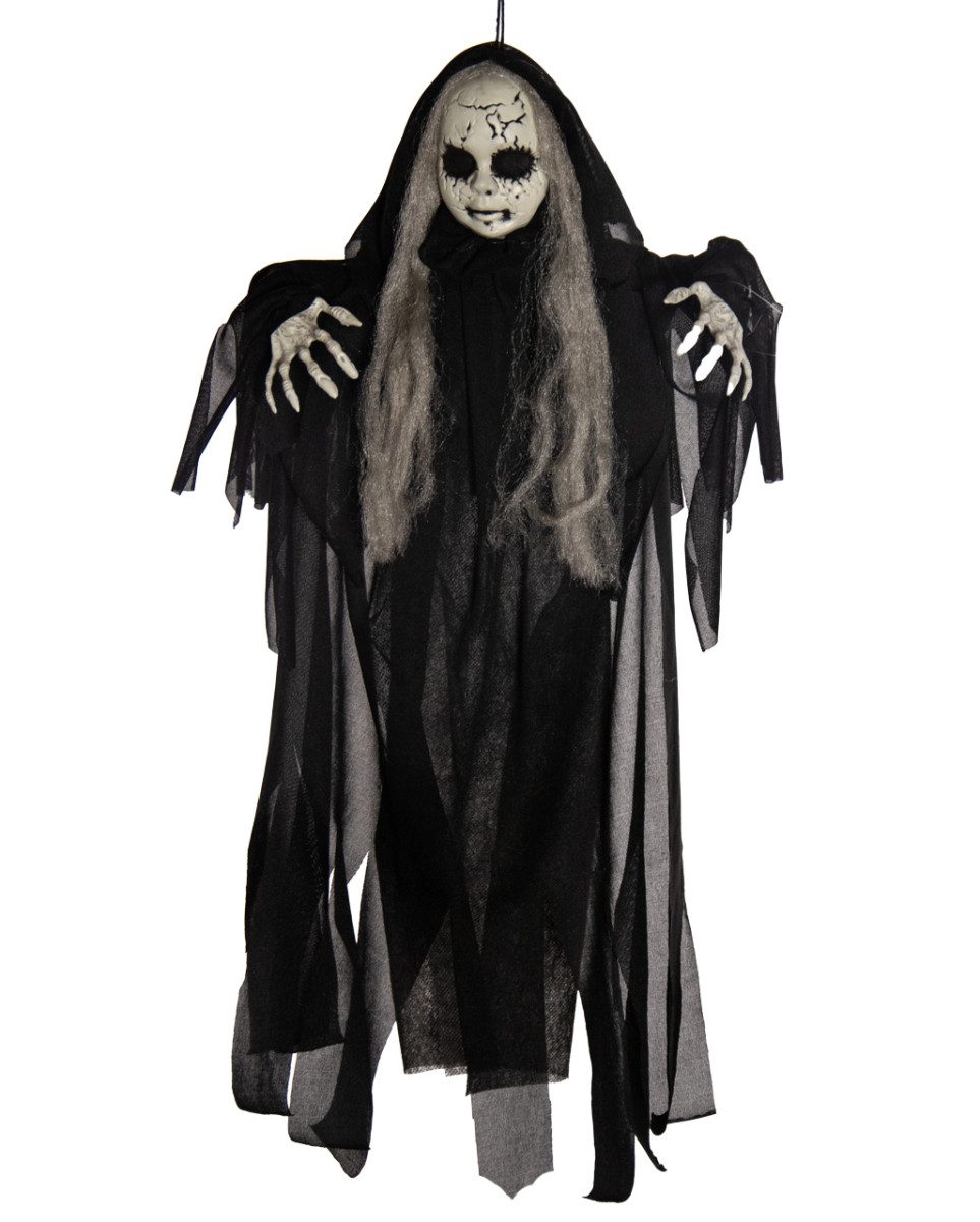 Dekoobjekt Broken Gothic Doll mit langen Haaren Hängefigur 50