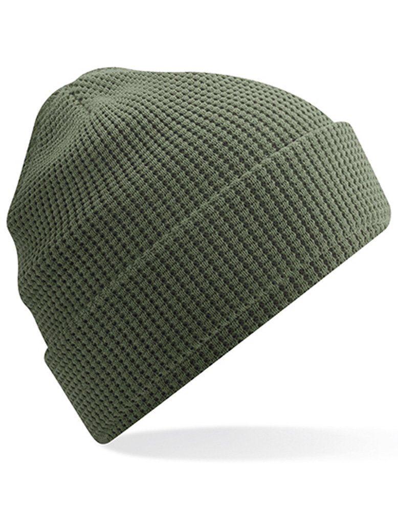 Modescout Stadler Strickmütze Cooler Winter Beanie mit Waffelstrick Bio-Baumwolle Olive Green