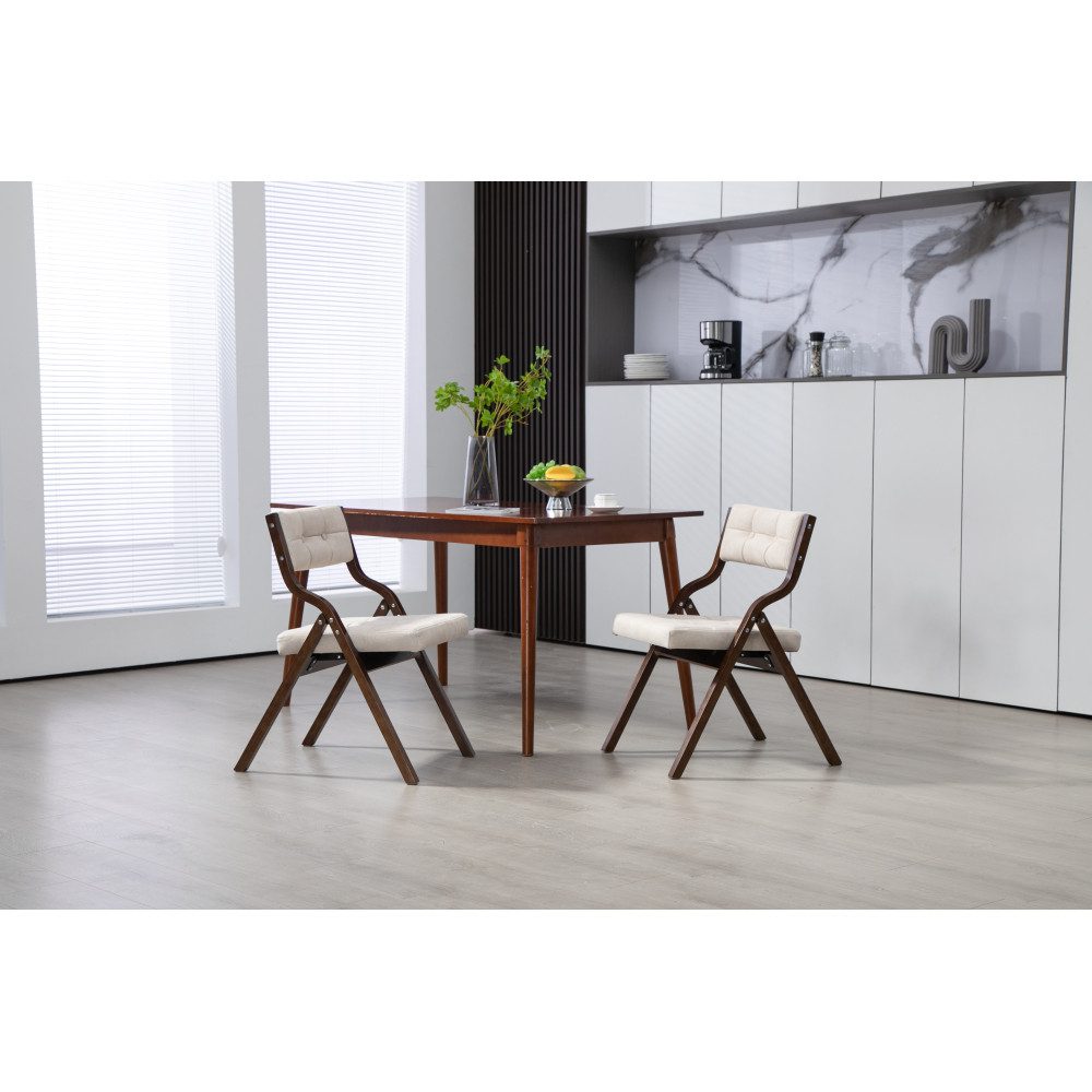 BBWL Klappstuhl mit Polster 2er Set Holz gepolsterte Faltstühle Esszimmerstuhl, klappbar Samt Sitzfläche ohne Montage für Küche Party Gäste – Bild 4 von 5