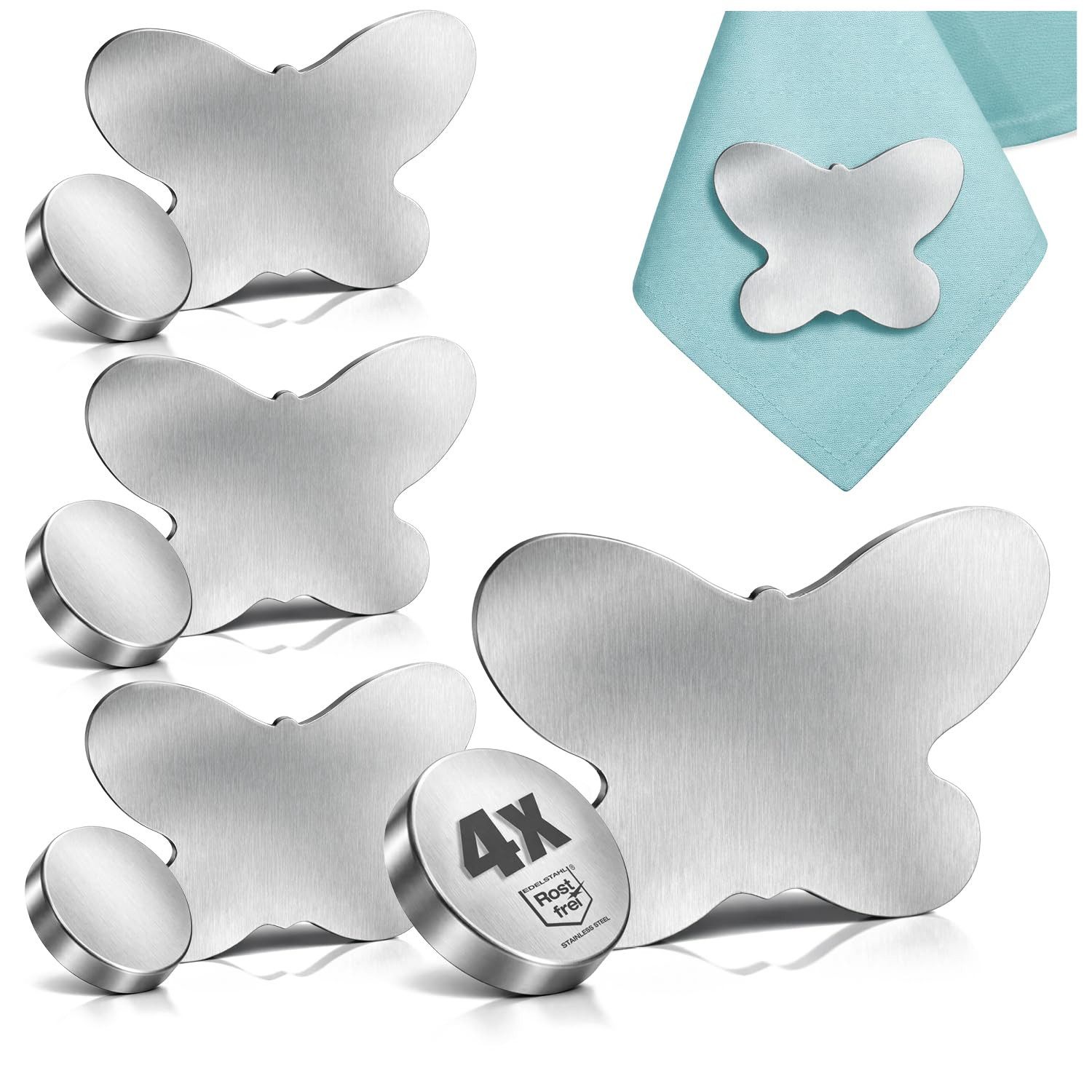 com-four Tischtuchklammern, (4-St), Tischtuchgewichte aus Edelstahl – magnetische Tischtuchklammer